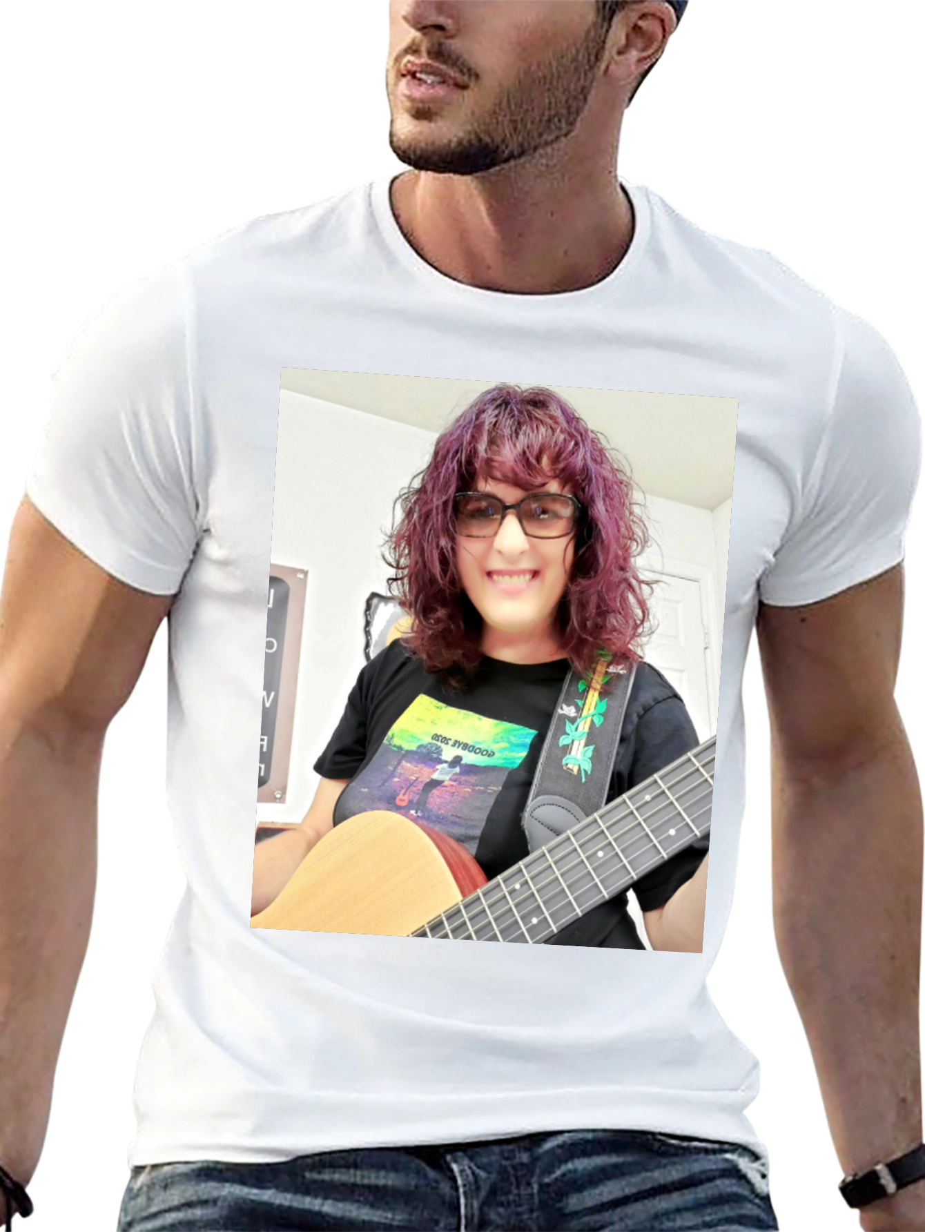Guitar Player Graphic Tee - Black Cotton T-Shirt