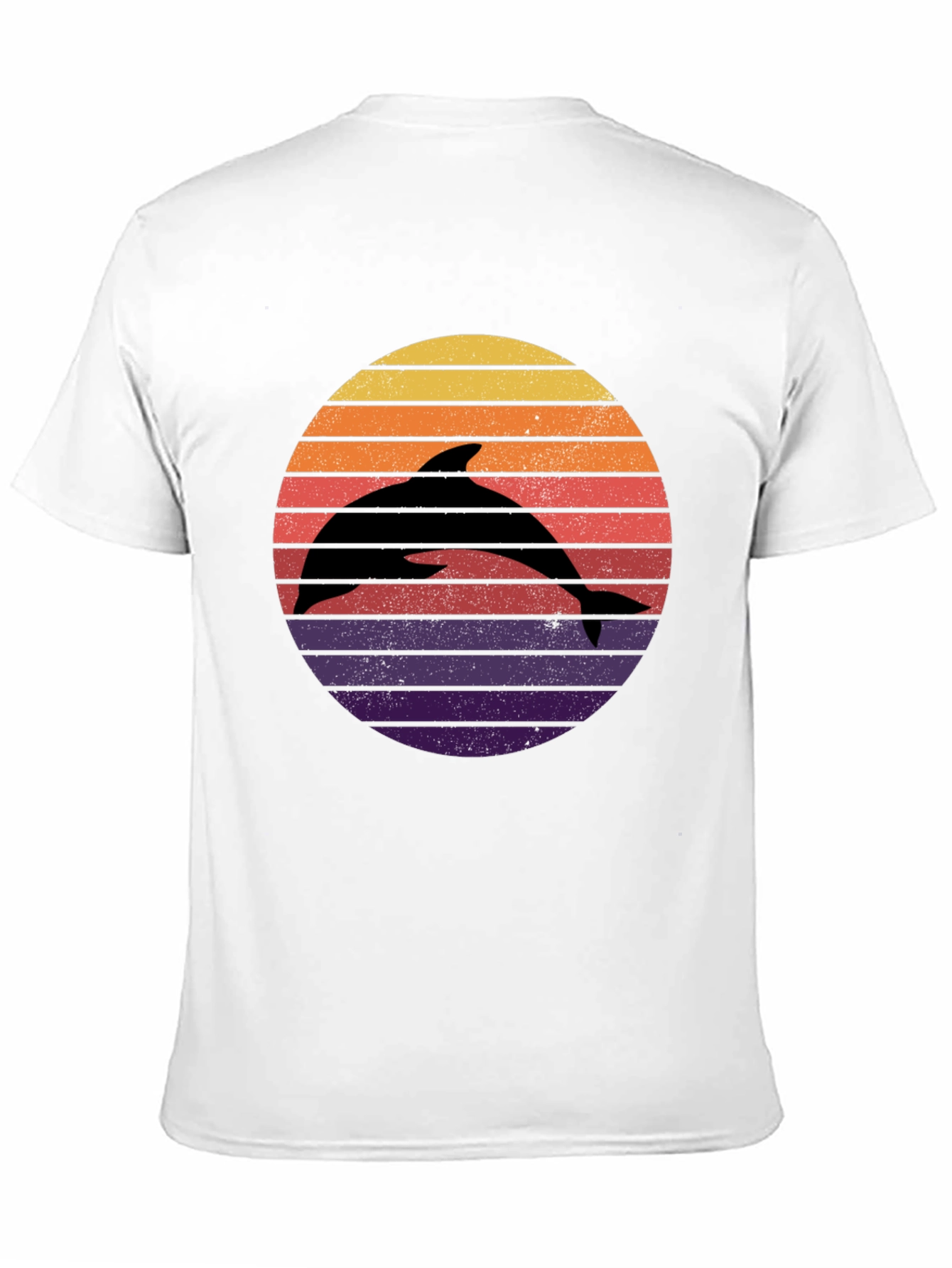 Dolphin Sunset Graphic Tee - Retro Style Black T-Shirt