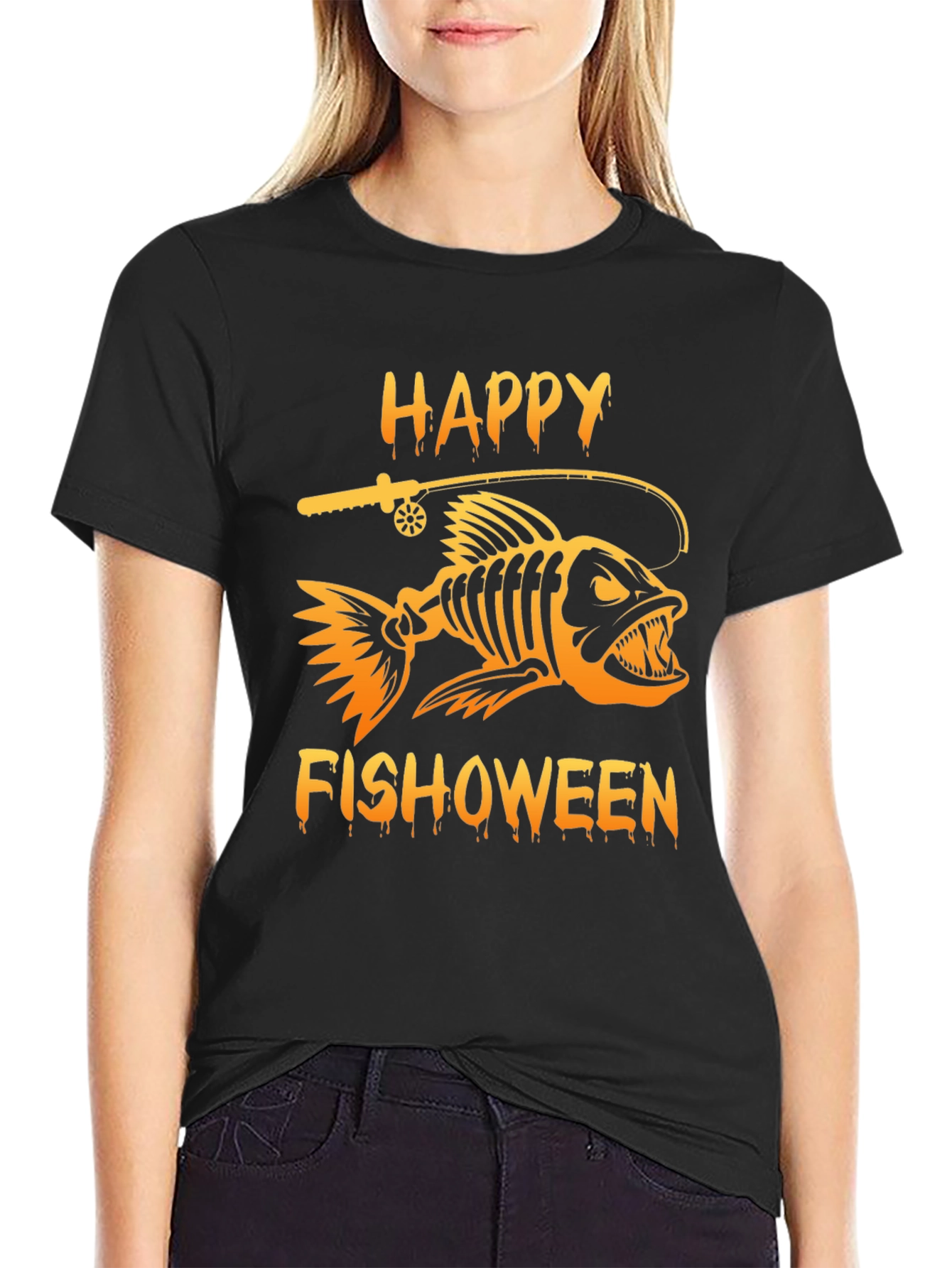 Happy Fishoween Black Graphic Tee