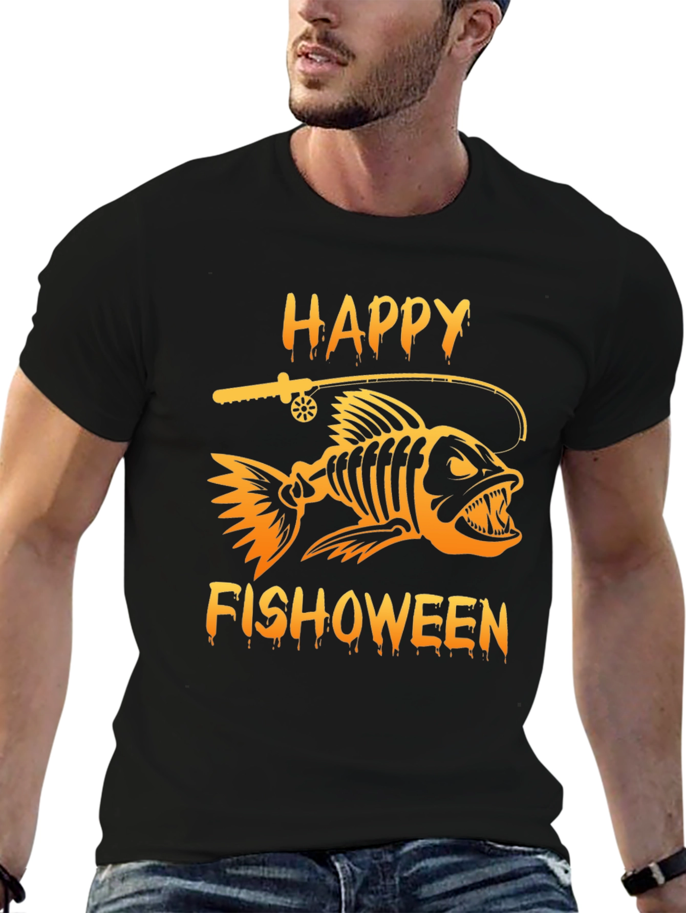 Happy Fishoween Black Graphic Tee
