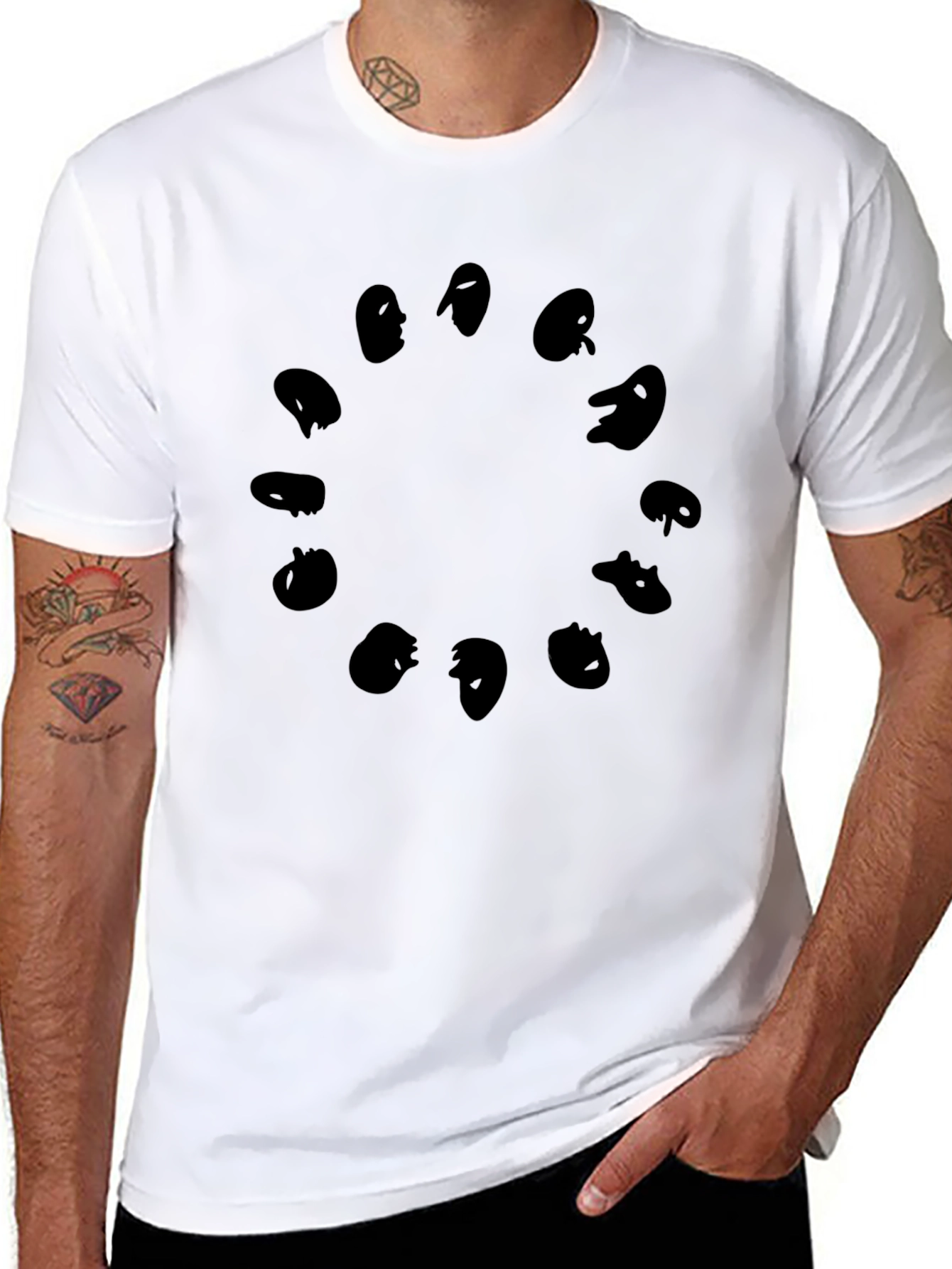 Mystery Faces Black T-Shirt