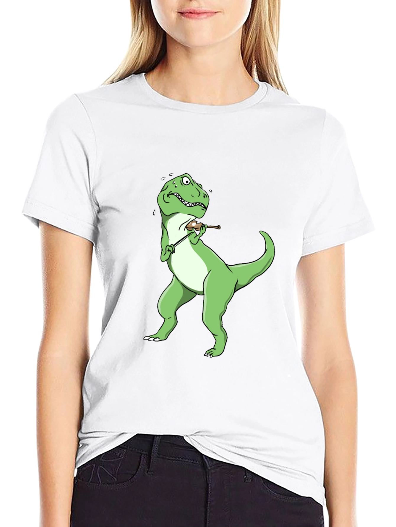 Dino Violinist Black T-Shirt