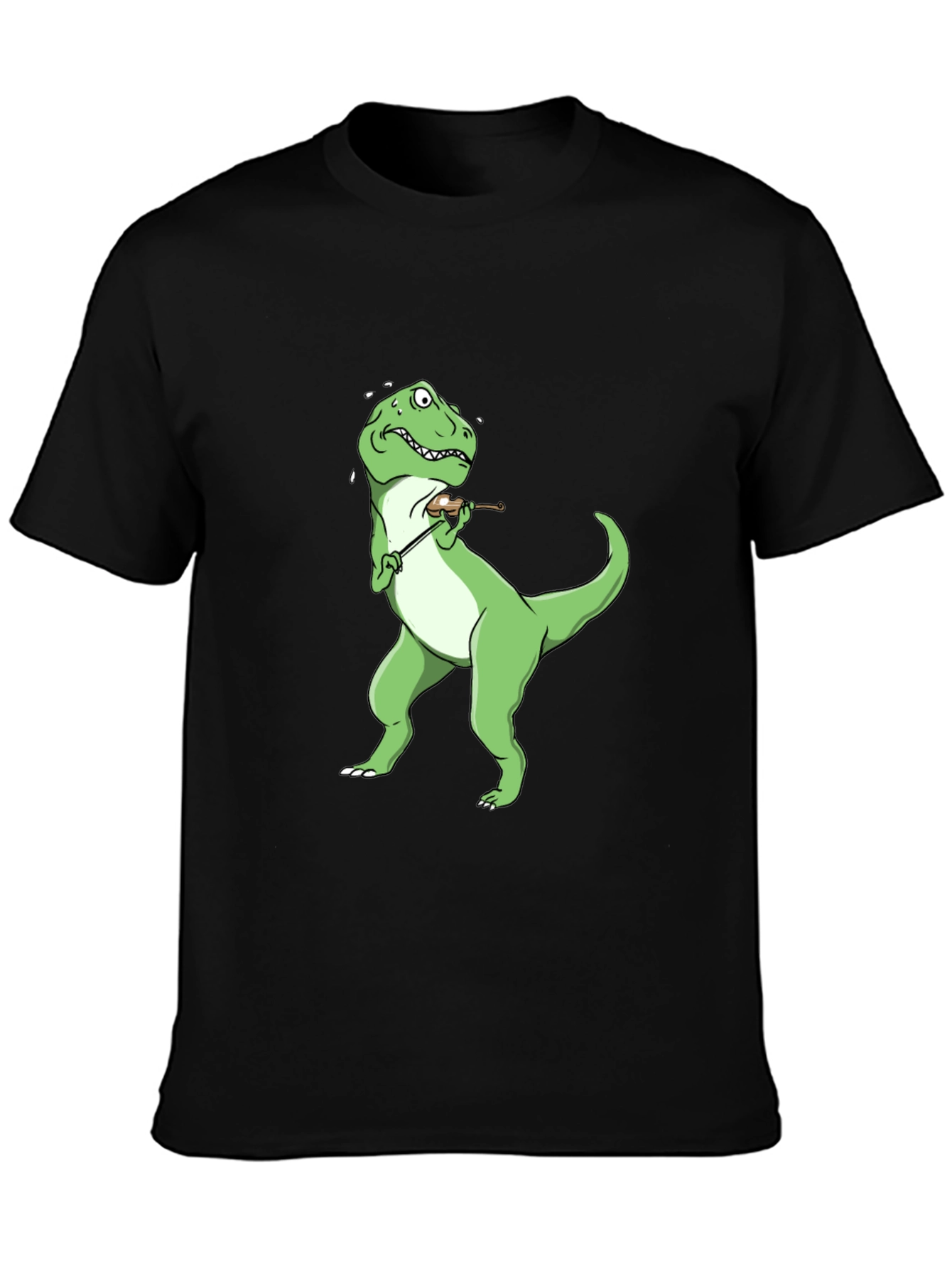 Dino Violinist Black T-Shirt