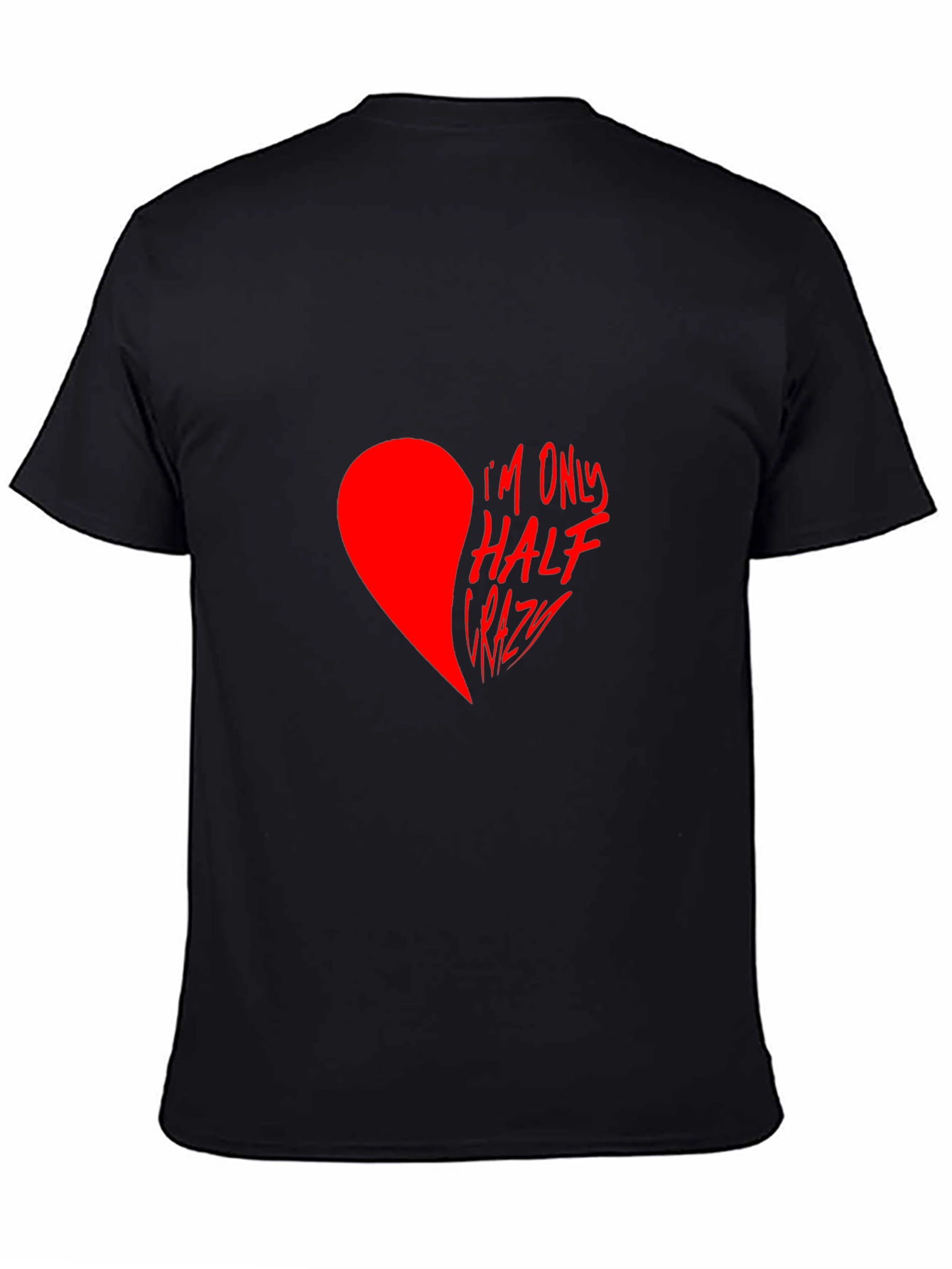Half Crazy Heart Graphic Tee - Black