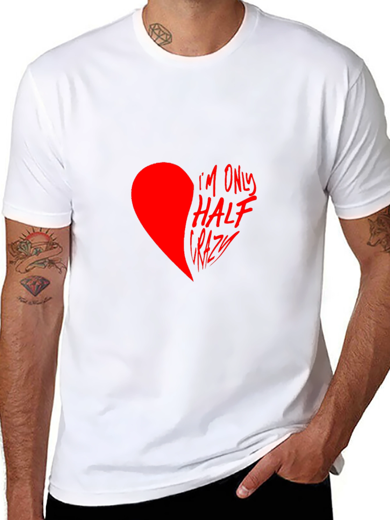 Half Crazy Heart Graphic Tee - Black