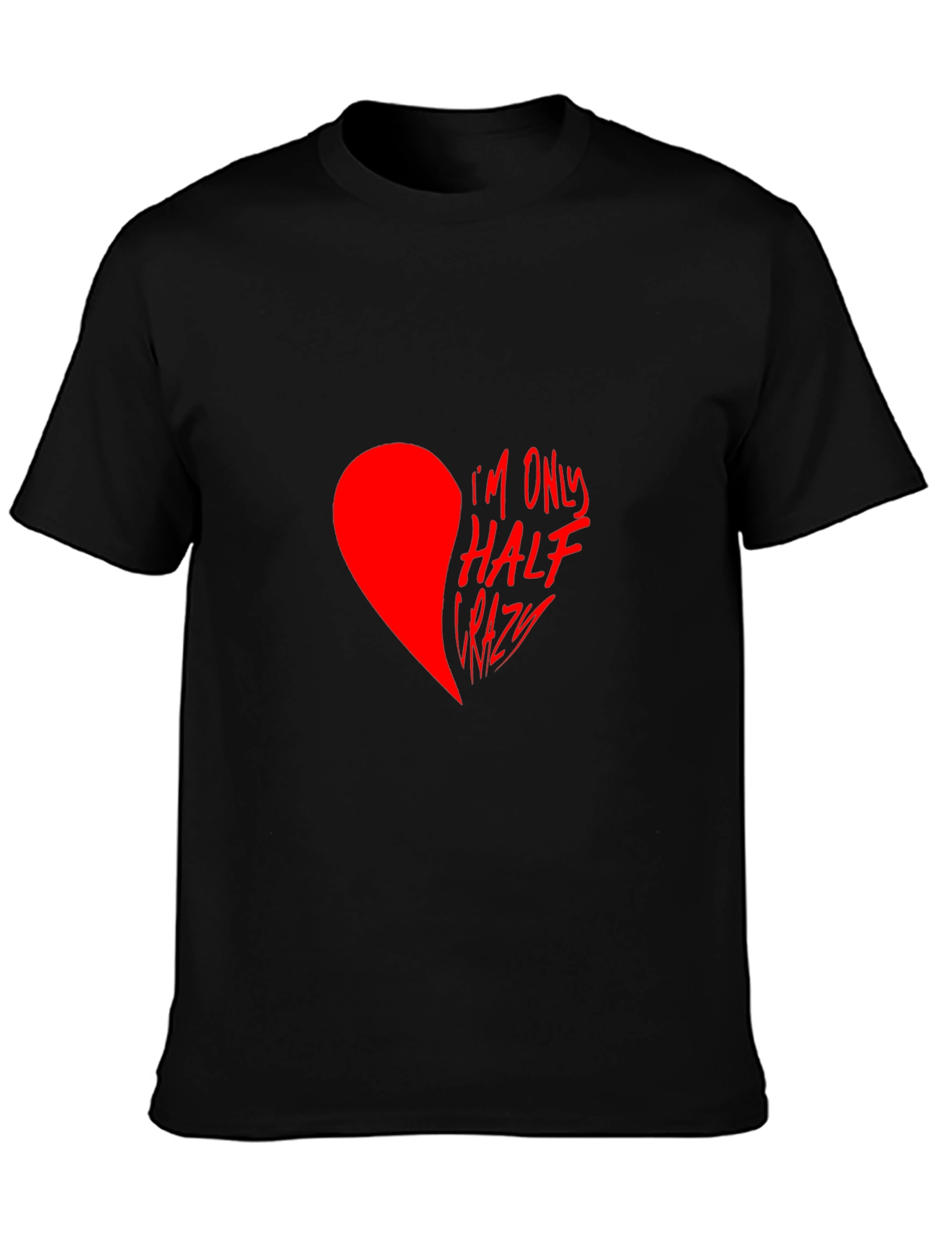Half Crazy Heart Graphic Tee - Black