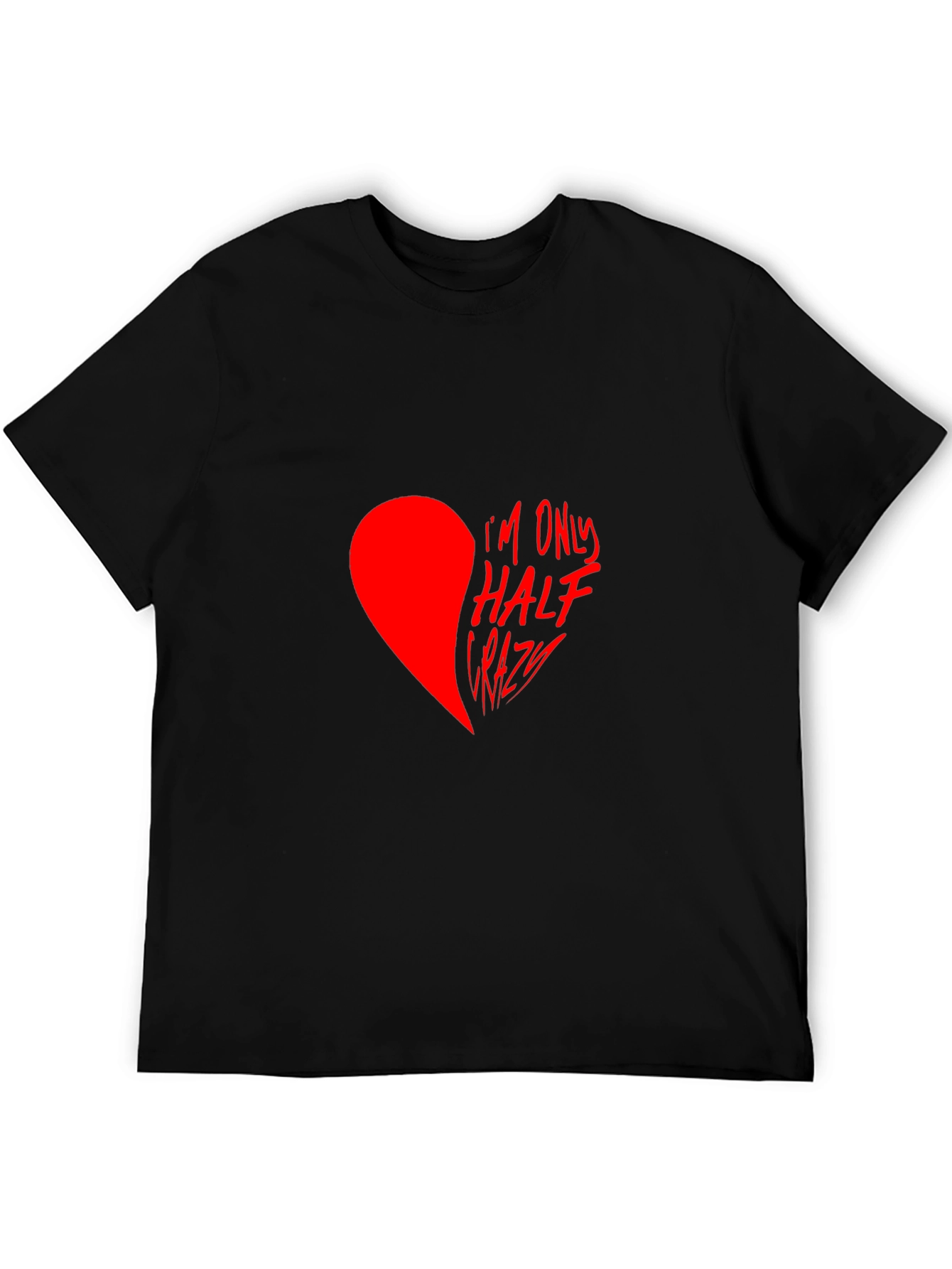 Half Crazy Heart Graphic Tee - Black