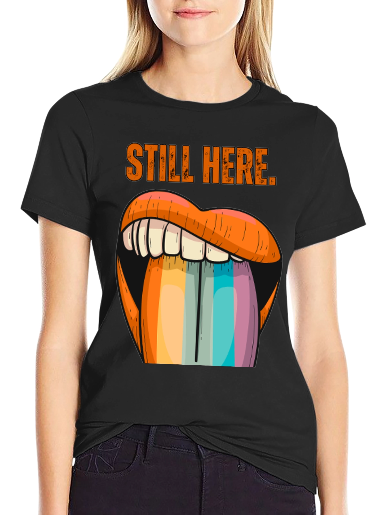 Still Here Graphic Tee - Rainbow Tongue