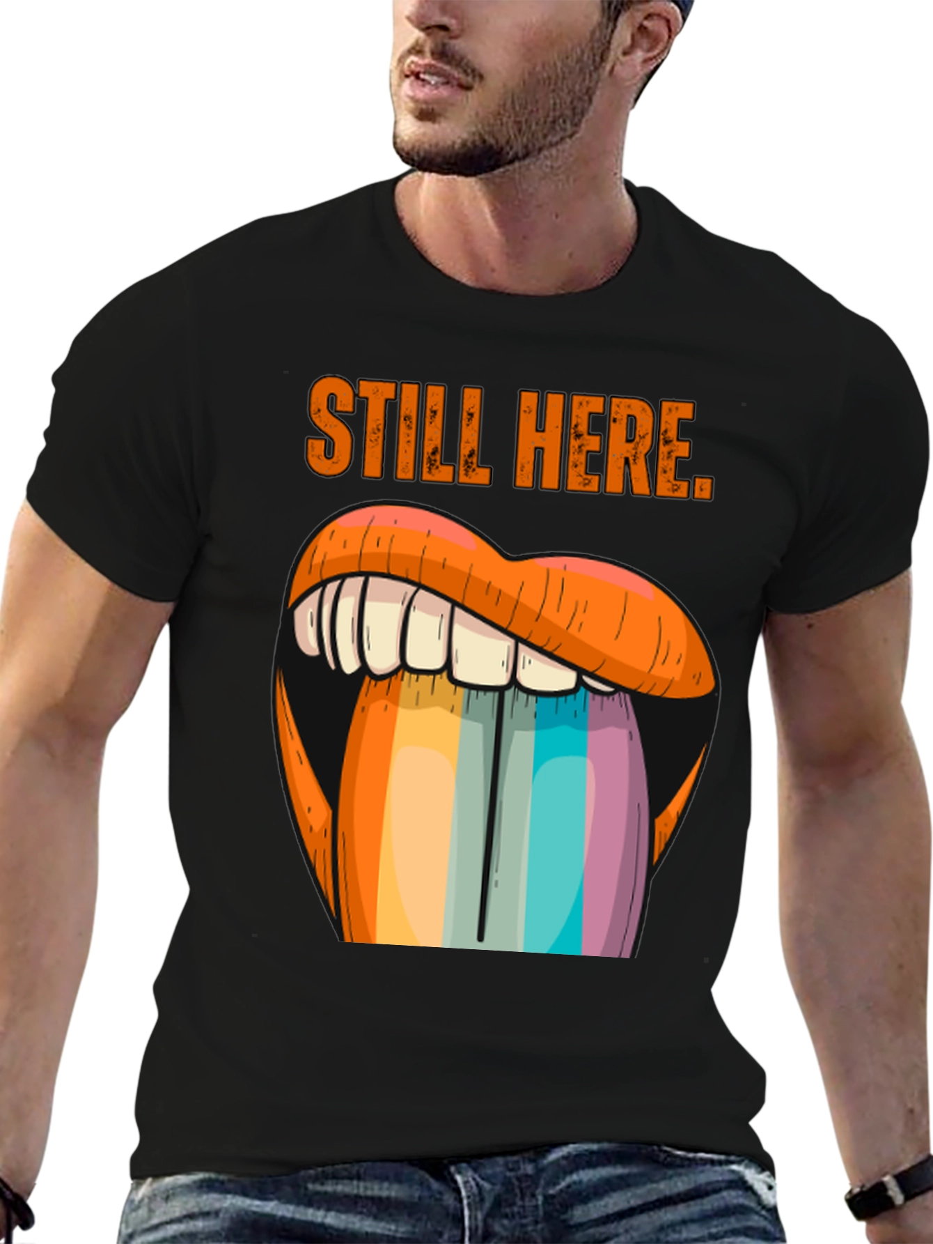 Still Here Graphic Tee - Rainbow Tongue