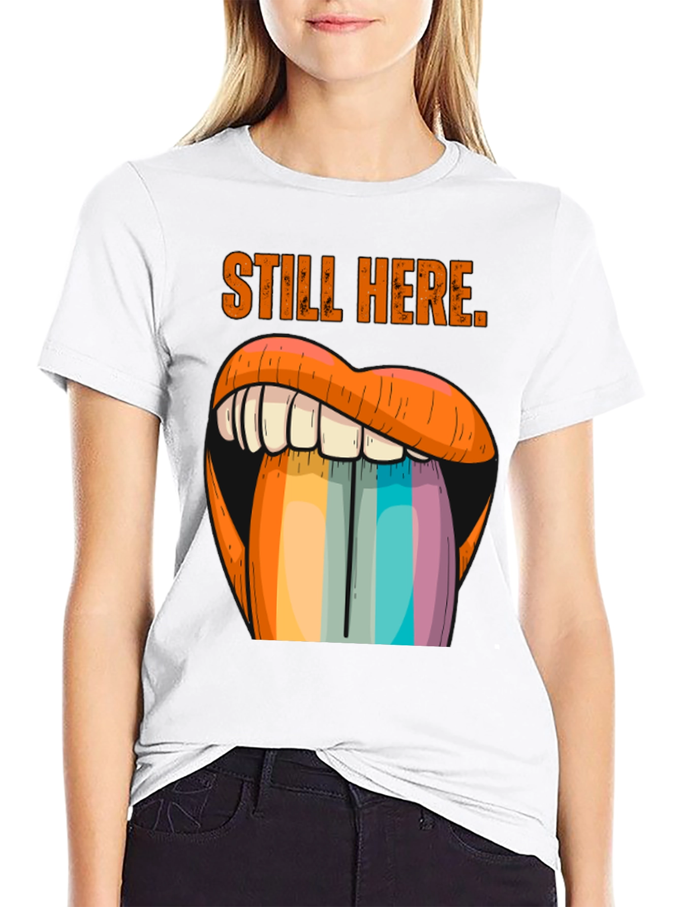Still Here Graphic Tee - Rainbow Tongue