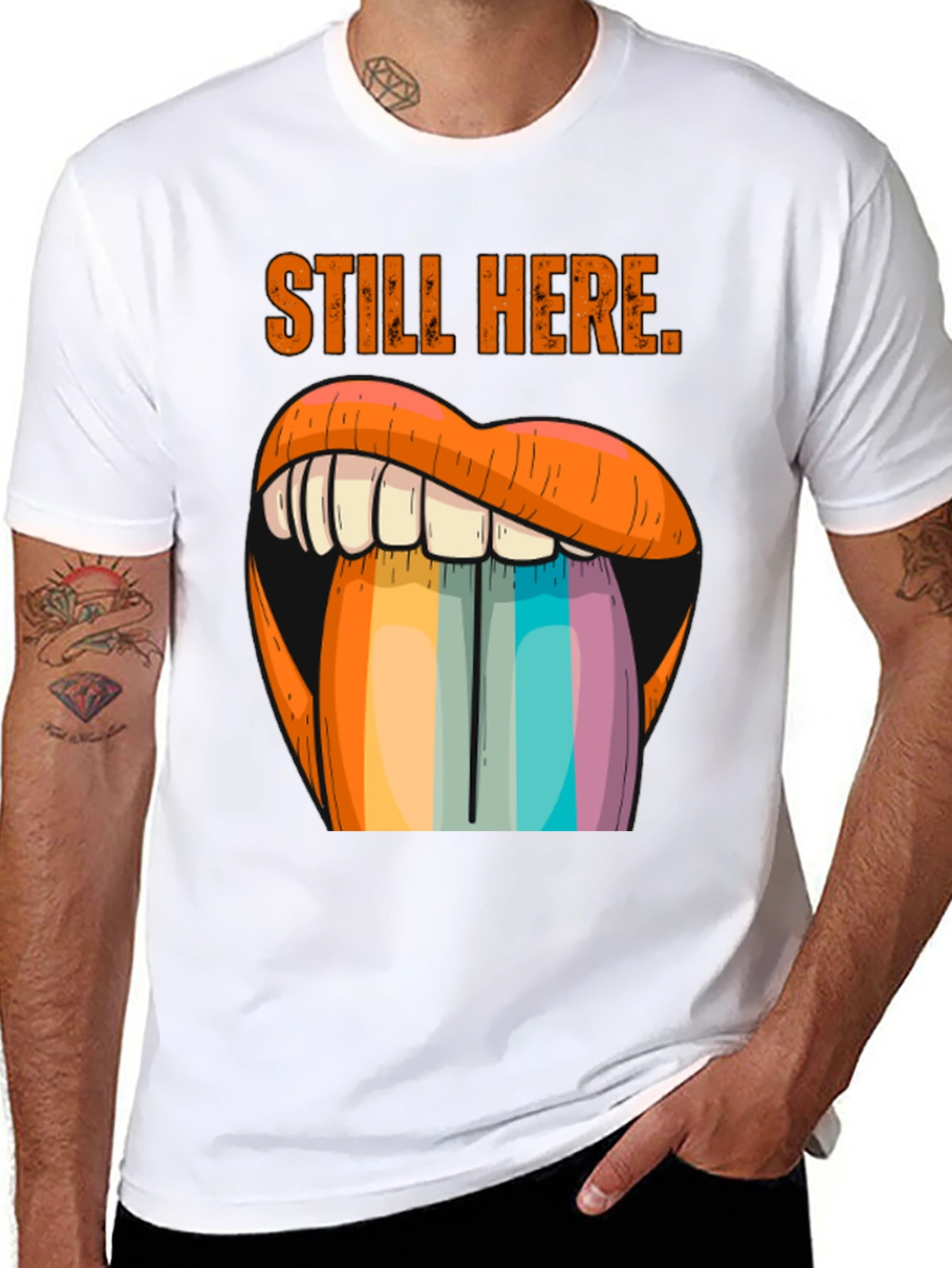 Still Here Graphic Tee - Rainbow Tongue
