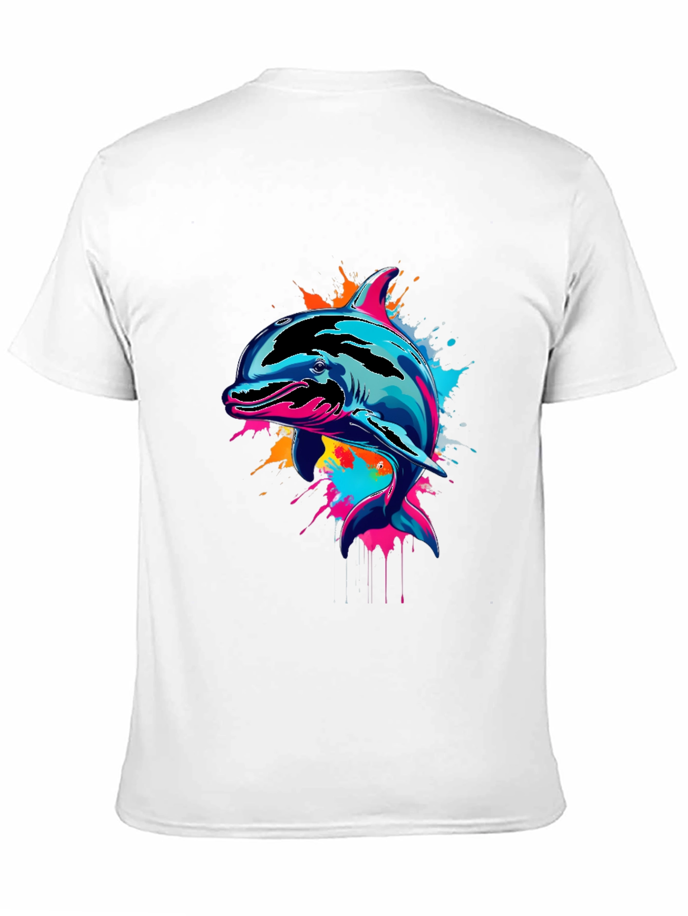 Vibrant Dolphin Graphic Tee - Mens Black T-Shirt