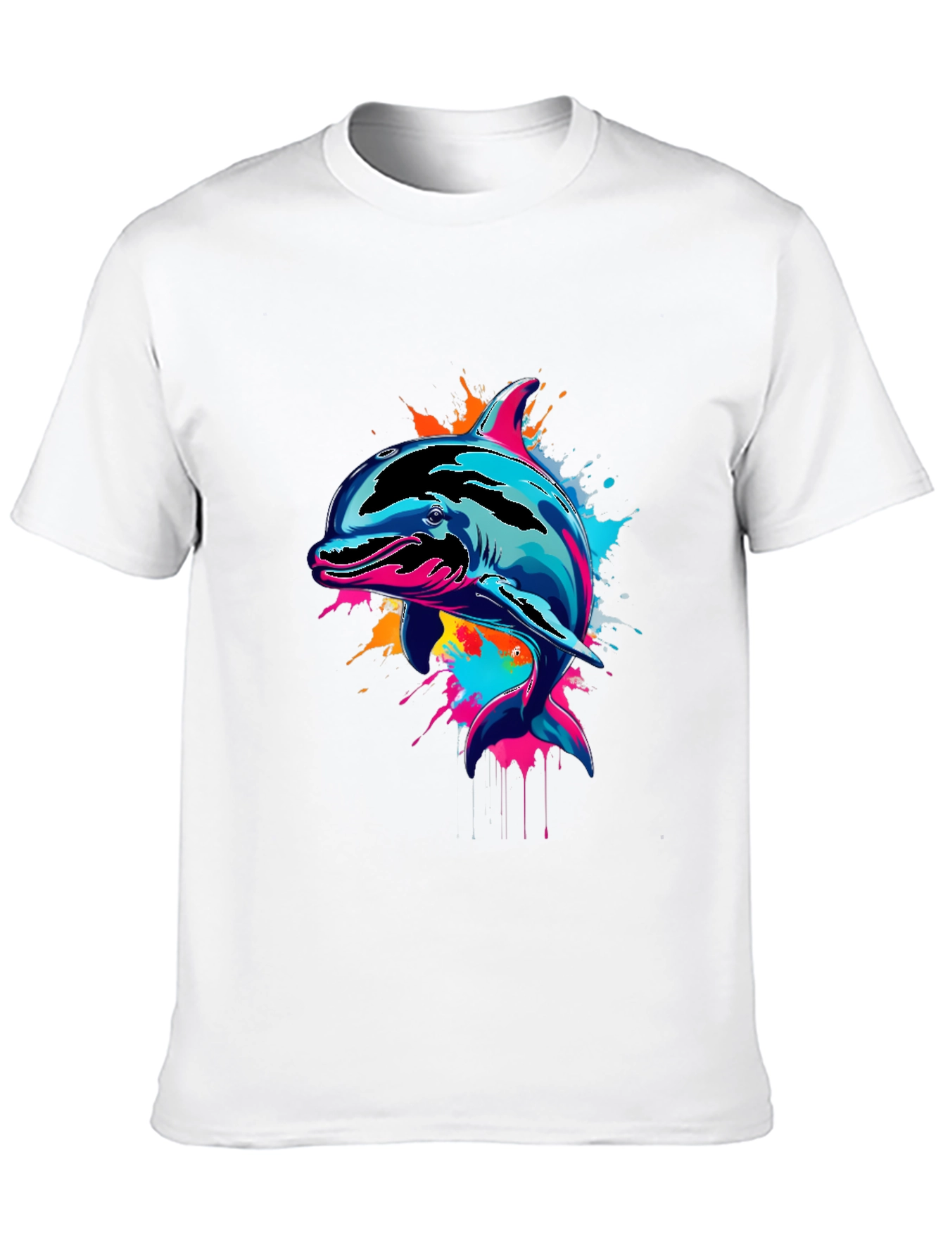Vibrant Dolphin Graphic Tee - Mens Black T-Shirt
