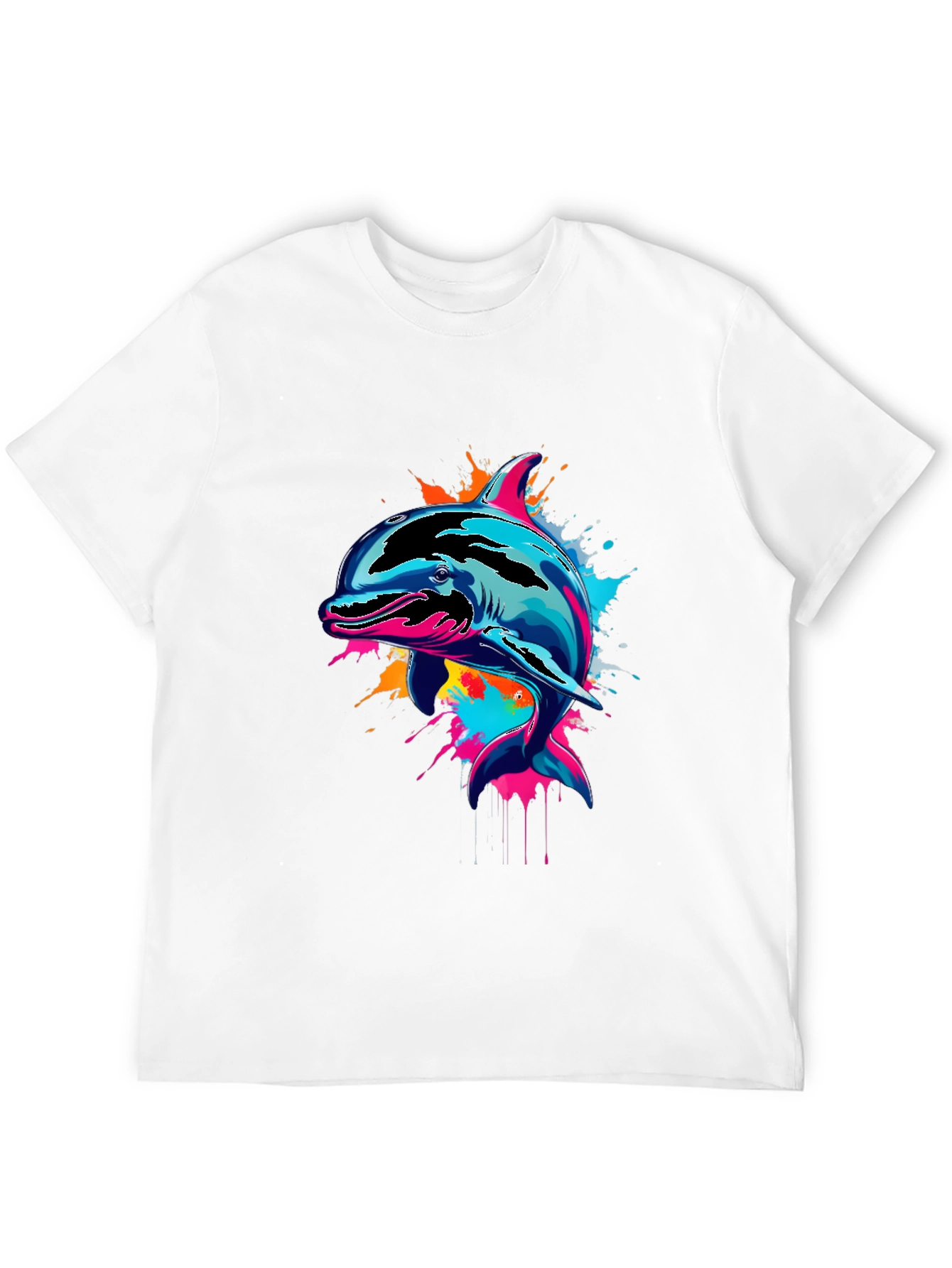 Vibrant Dolphin Graphic Tee - Mens Black T-Shirt