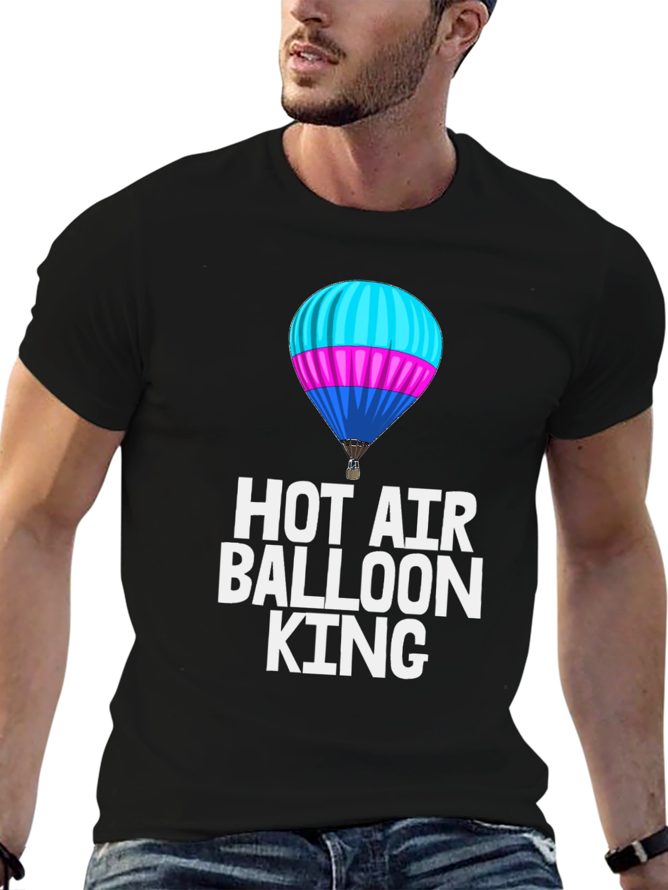 Hot Air Balloon King Black T-Shirt