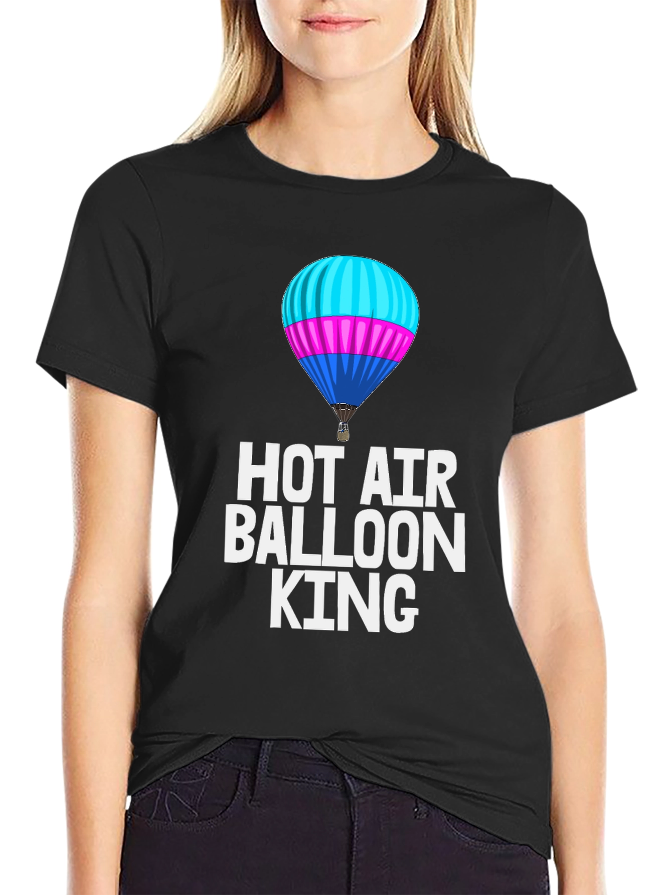 Hot Air Balloon King Black T-Shirt
