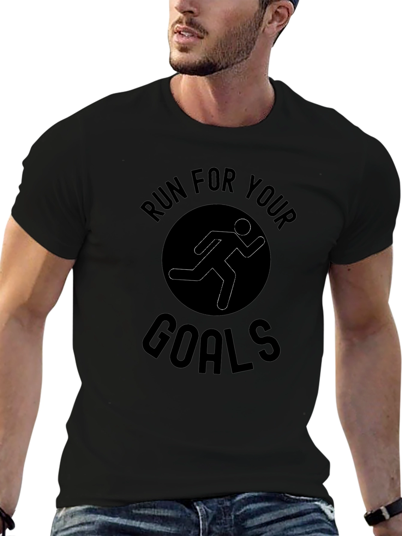 Run For Your Goals Black Graphic Tee