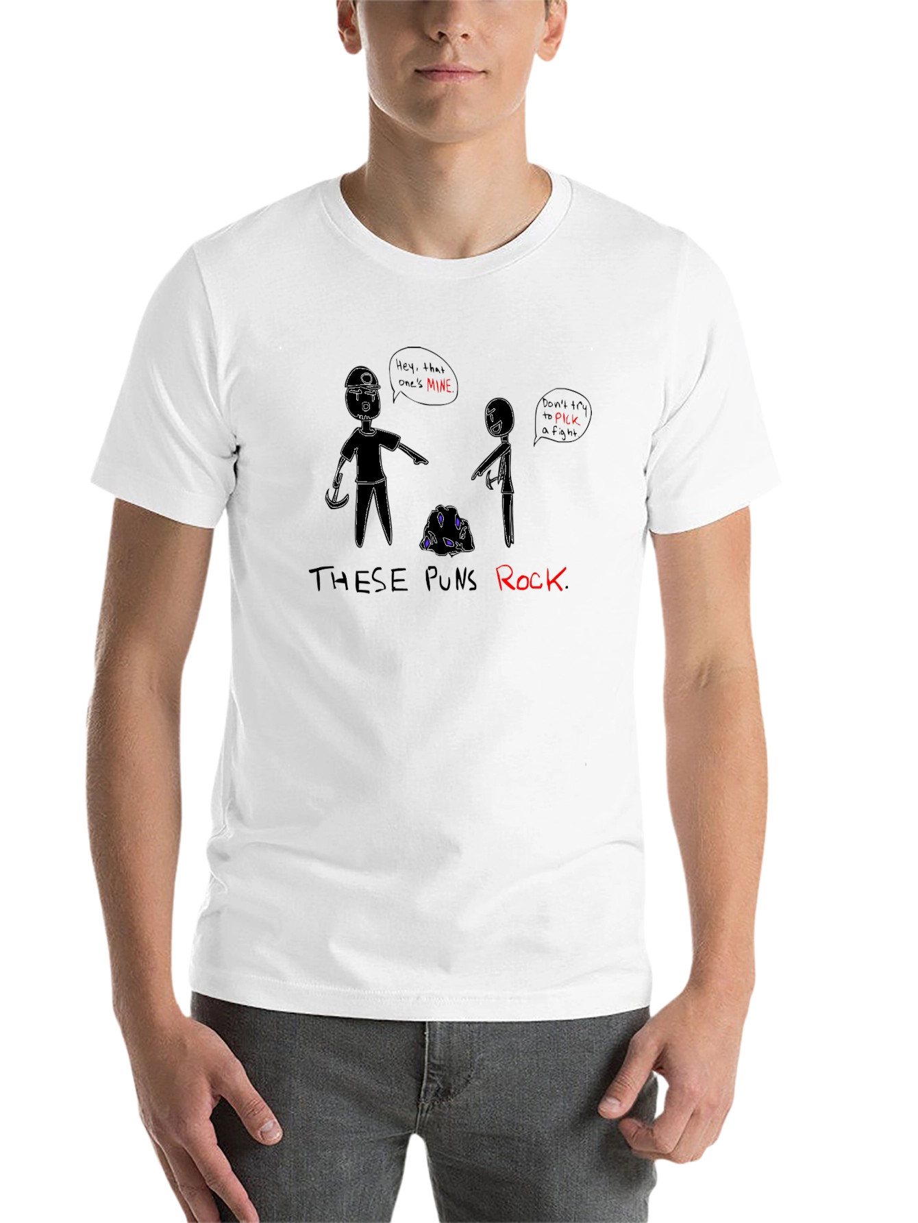 These Puns Rock T-Shirt - Miner Cartoon Design