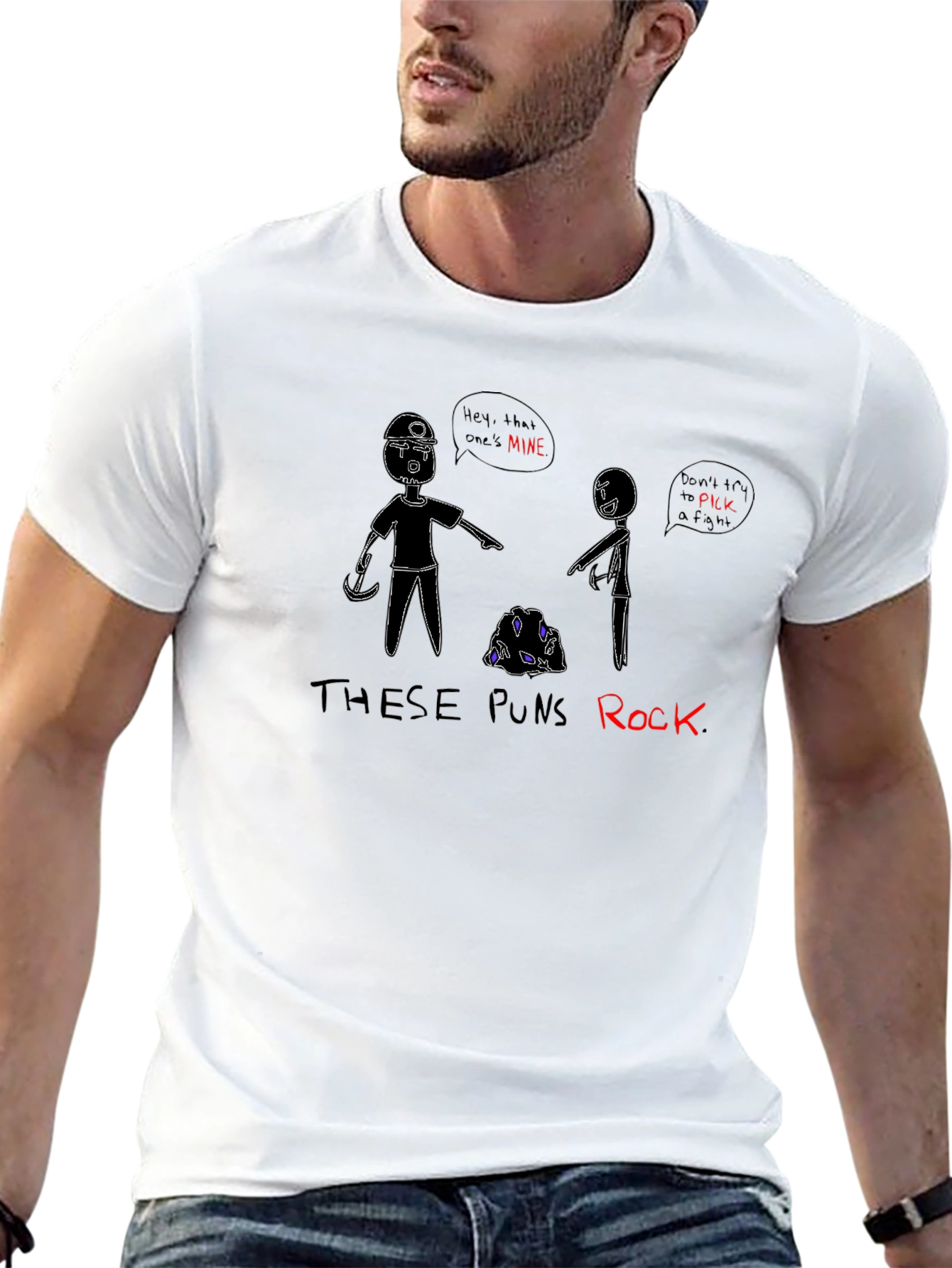 These Puns Rock T-Shirt - Miner Cartoon Design