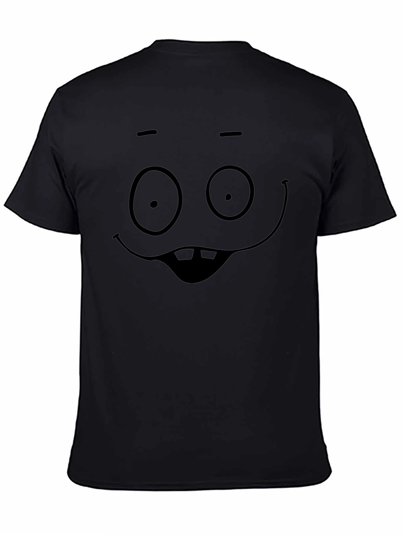 Funny Cartoon Face Black T-Shirt