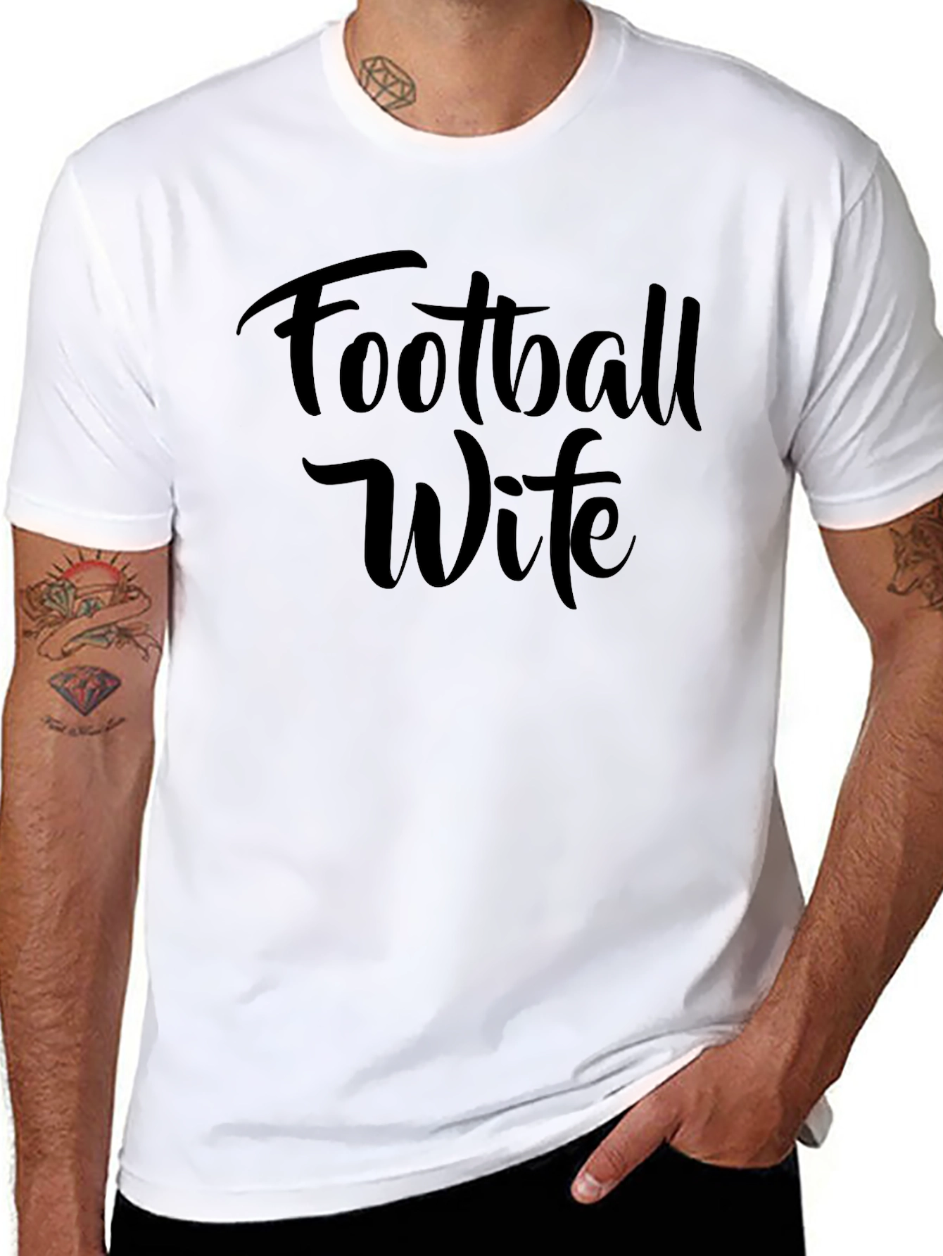 Football Wife T-Shirt - Black Crew Neck Tee