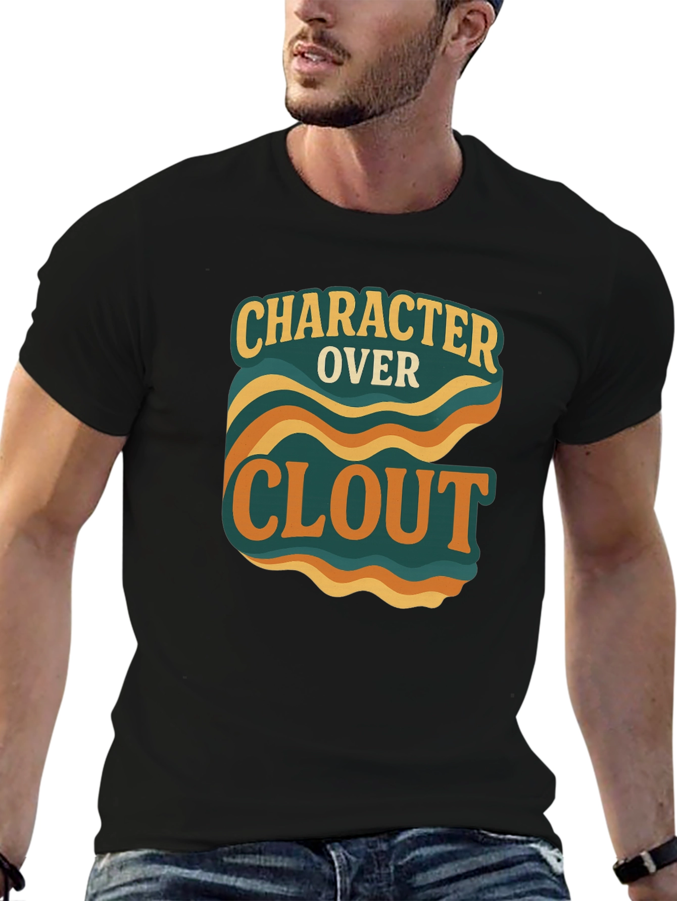 Character Over Clout Graphic Tee - Trendy Statement Shirt