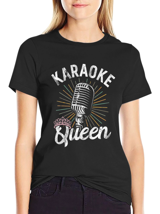 Karaoke Queen Graphic Tee - Vintage Microphone Design