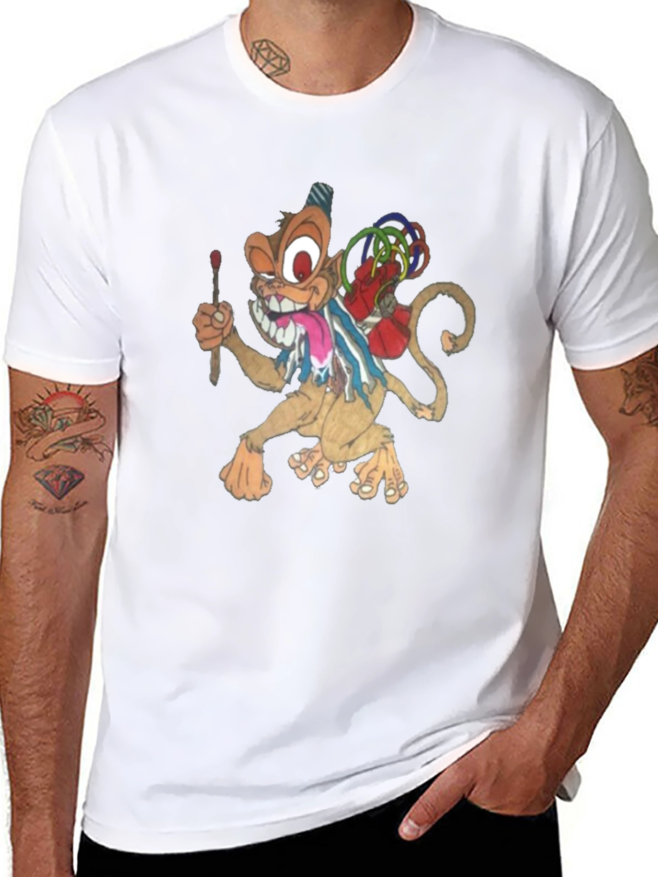 Cartoon Monkey Graphic Print T-Shirt