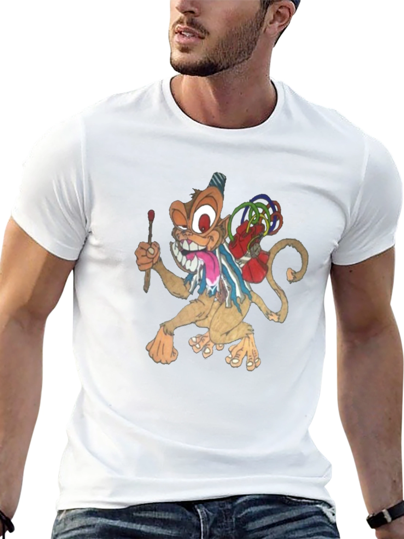 Cartoon Monkey Graphic Print T-Shirt