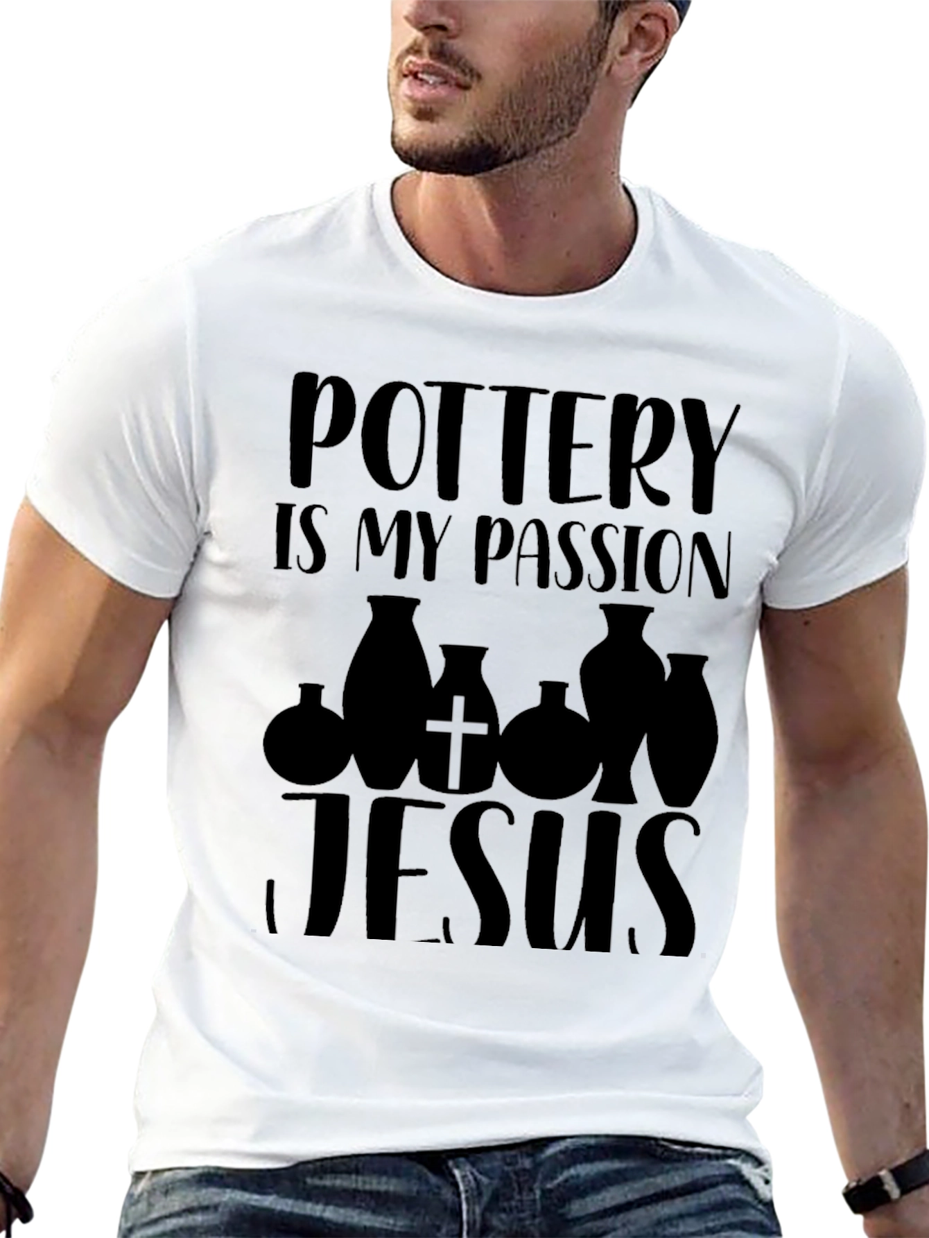Pottery & Jesus Graphic T-Shirt - Black