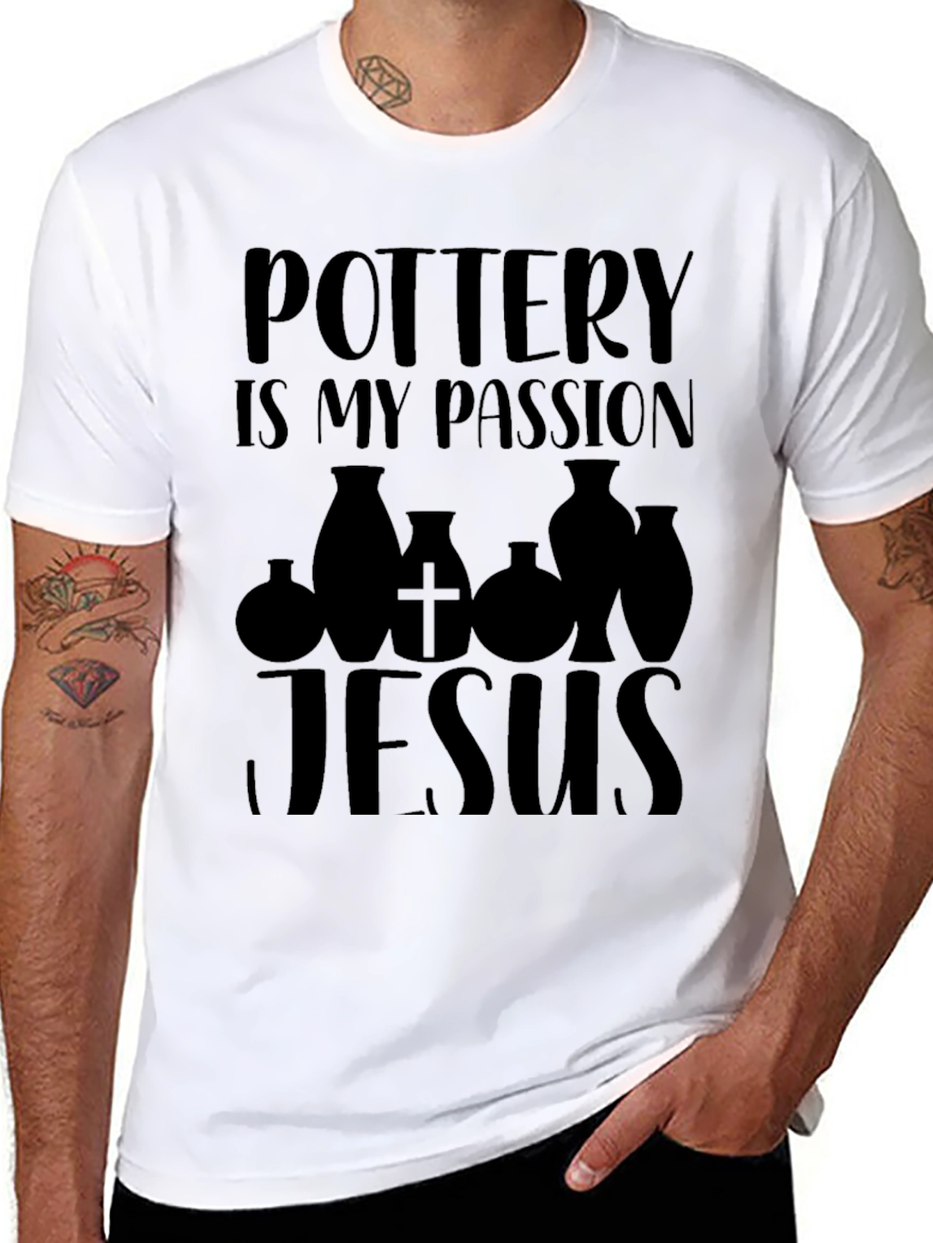 Pottery & Jesus Graphic T-Shirt - Black