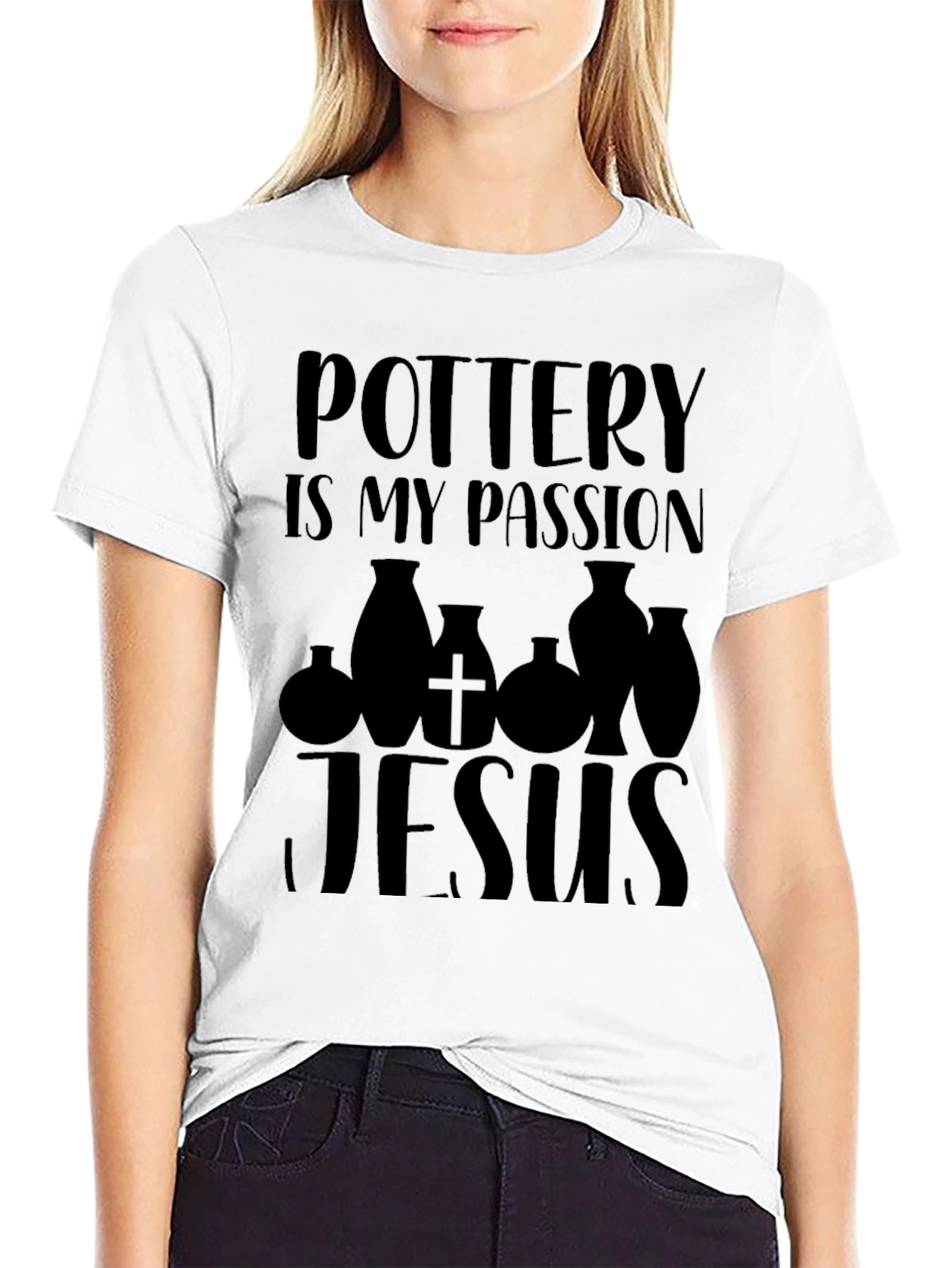 Pottery & Jesus Graphic T-Shirt - Black