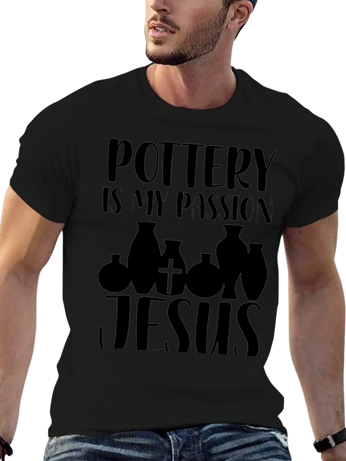 Pottery & Jesus Graphic T-Shirt - Black
