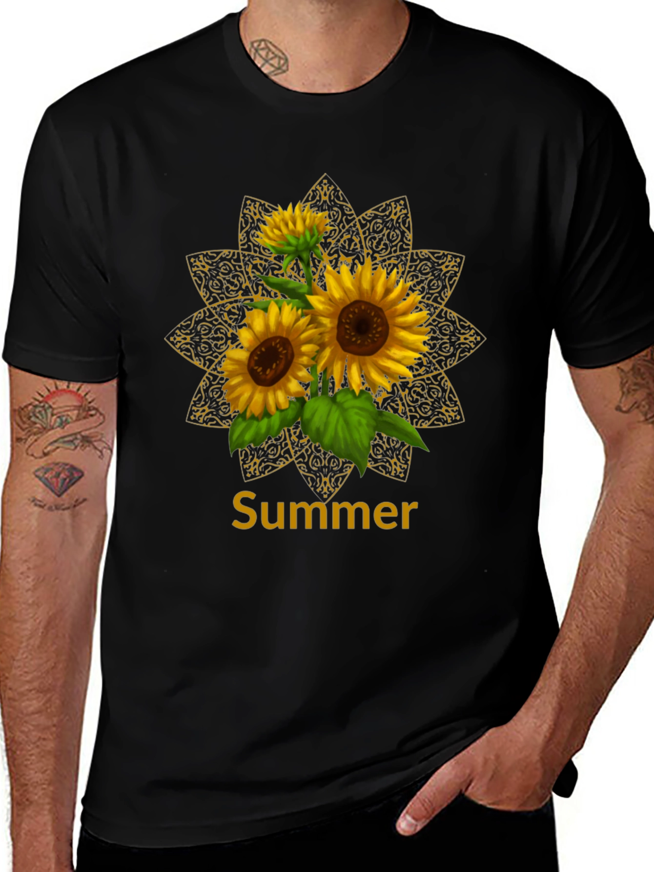 Sunflower Summer Mandala Graphic Tee