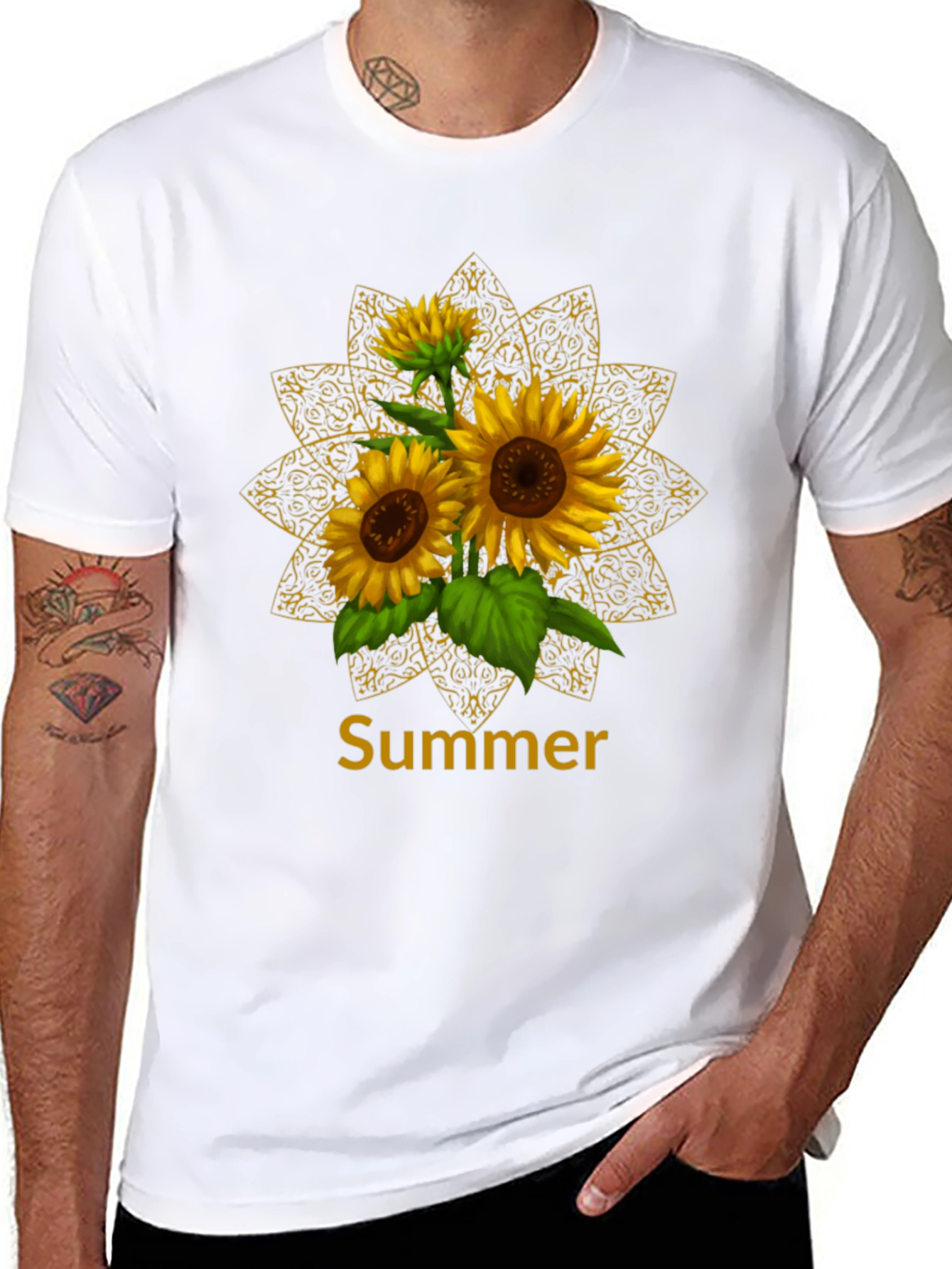 Sunflower Summer Mandala Graphic Tee