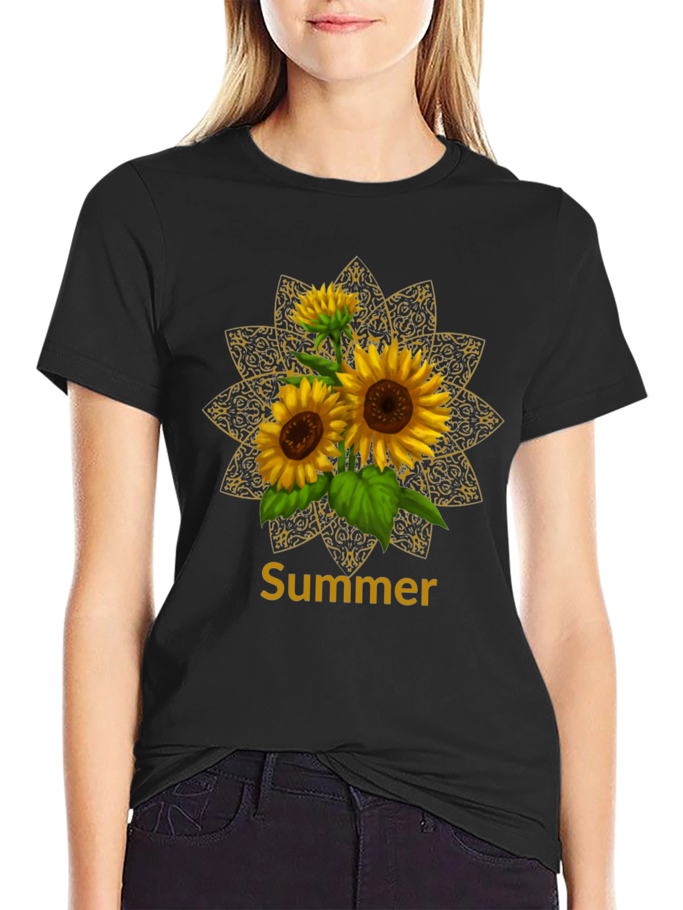 Sunflower Summer Mandala Graphic Tee