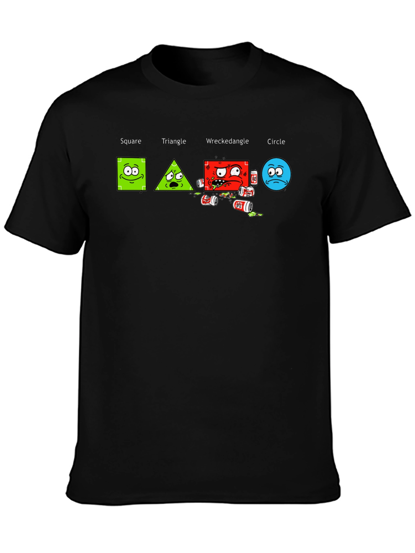 Geometric Humor T-Shirt: Square Triangle Wreckedangle Circle