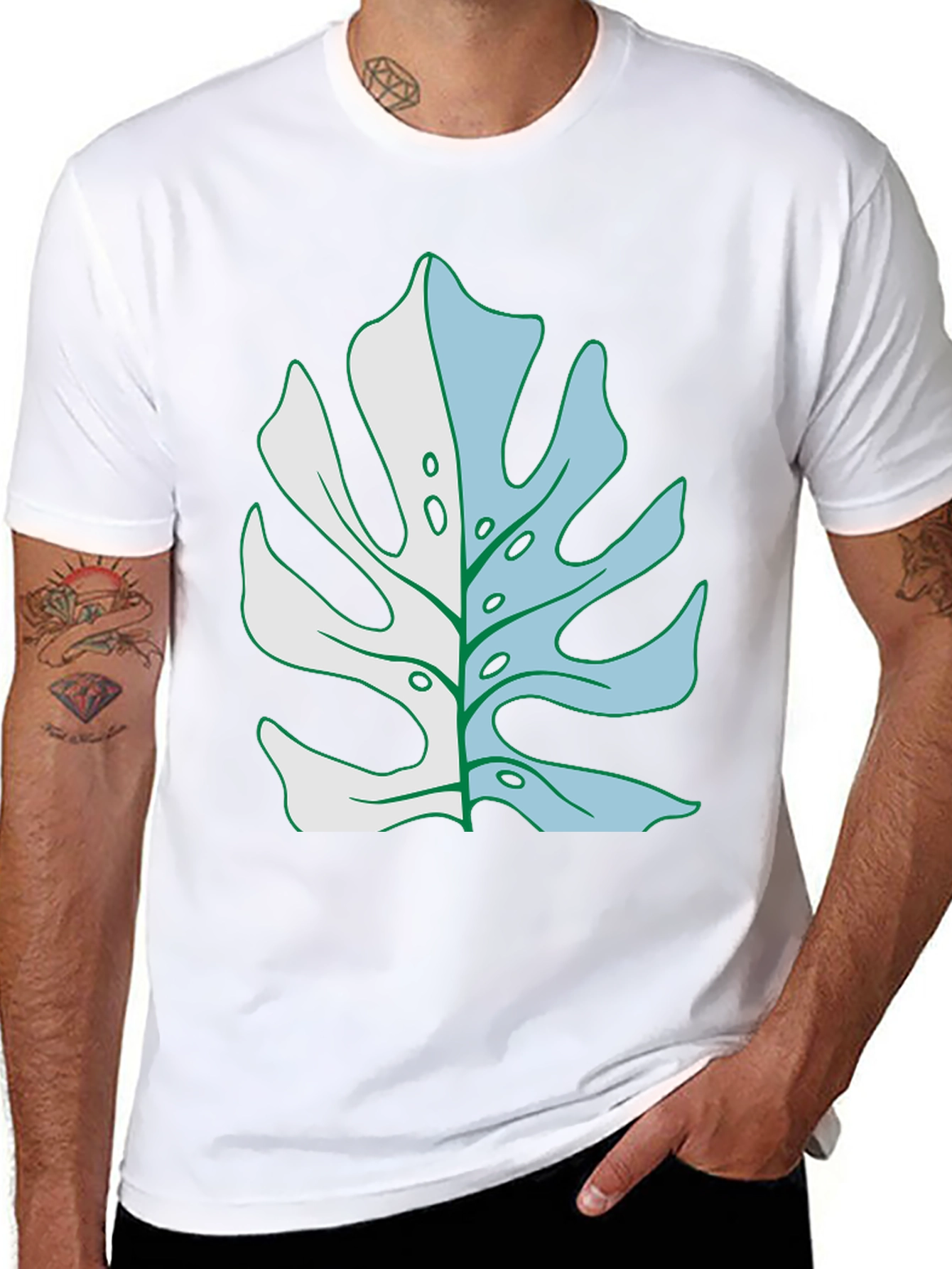 Monstera Leaf Graphic T-Shirt - Tropical Plant Tee