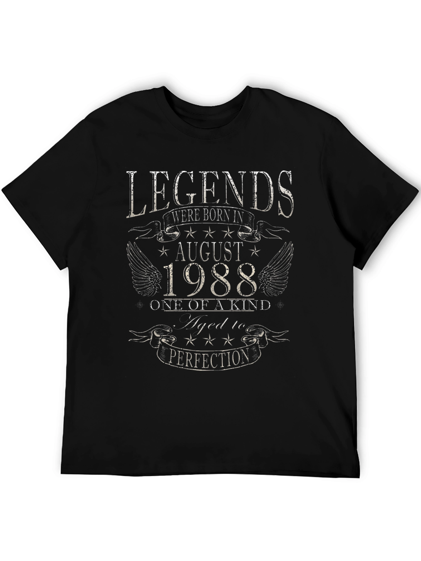 Legends Born in August 1988 Black Graphic T-Shirt