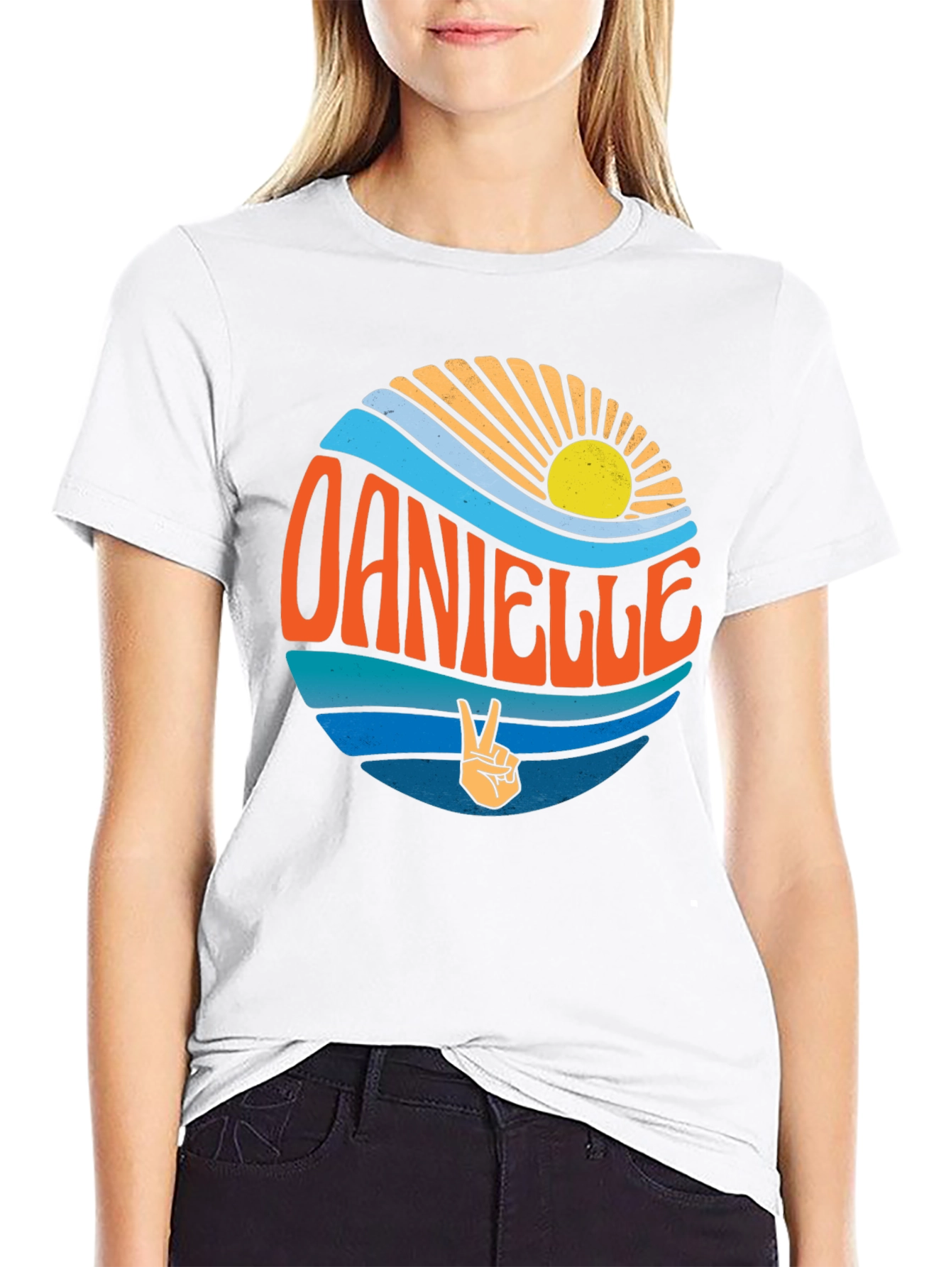 Danielle Peace Sign T-Shirt - Retro Beach Vibes