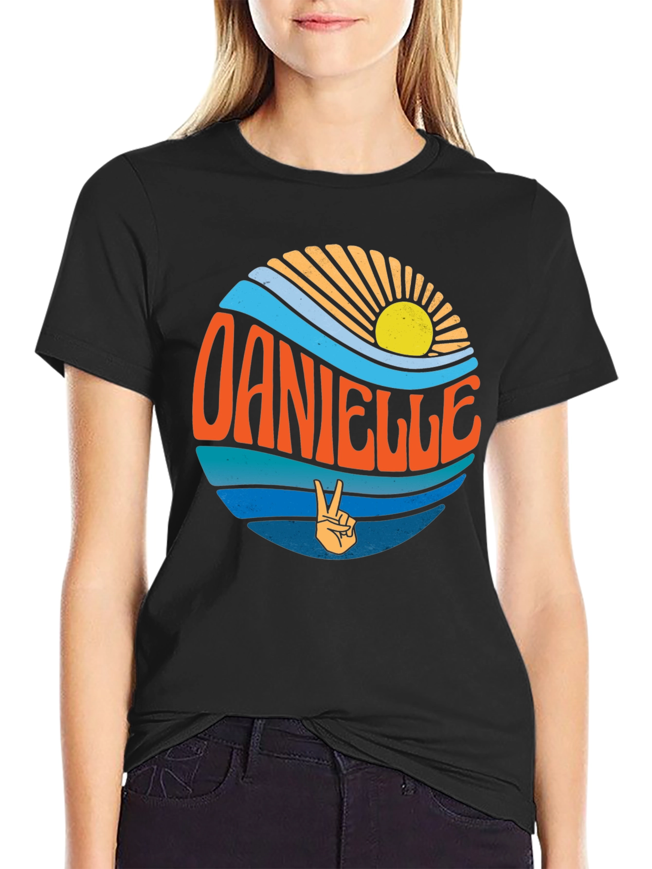 Danielle Peace Sign T-Shirt - Retro Beach Vibes