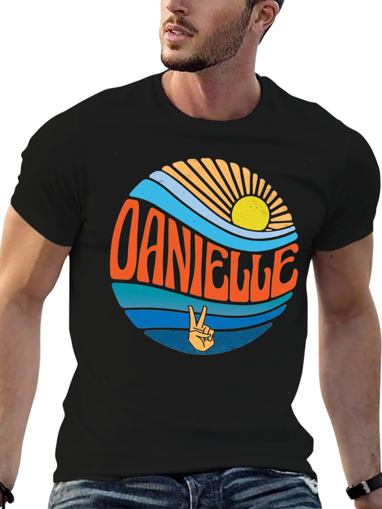 Danielle Peace Sign T-Shirt - Retro Beach Vibes