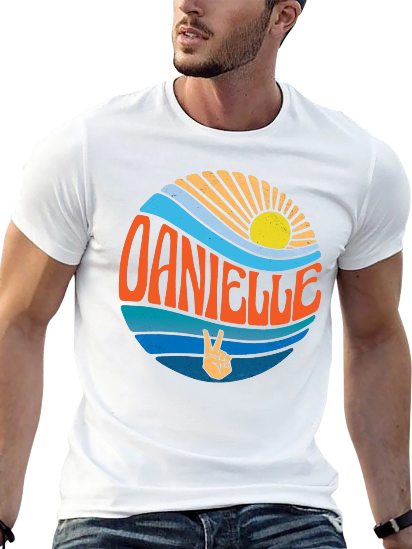 Danielle Peace Sign T-Shirt - Retro Beach Vibes