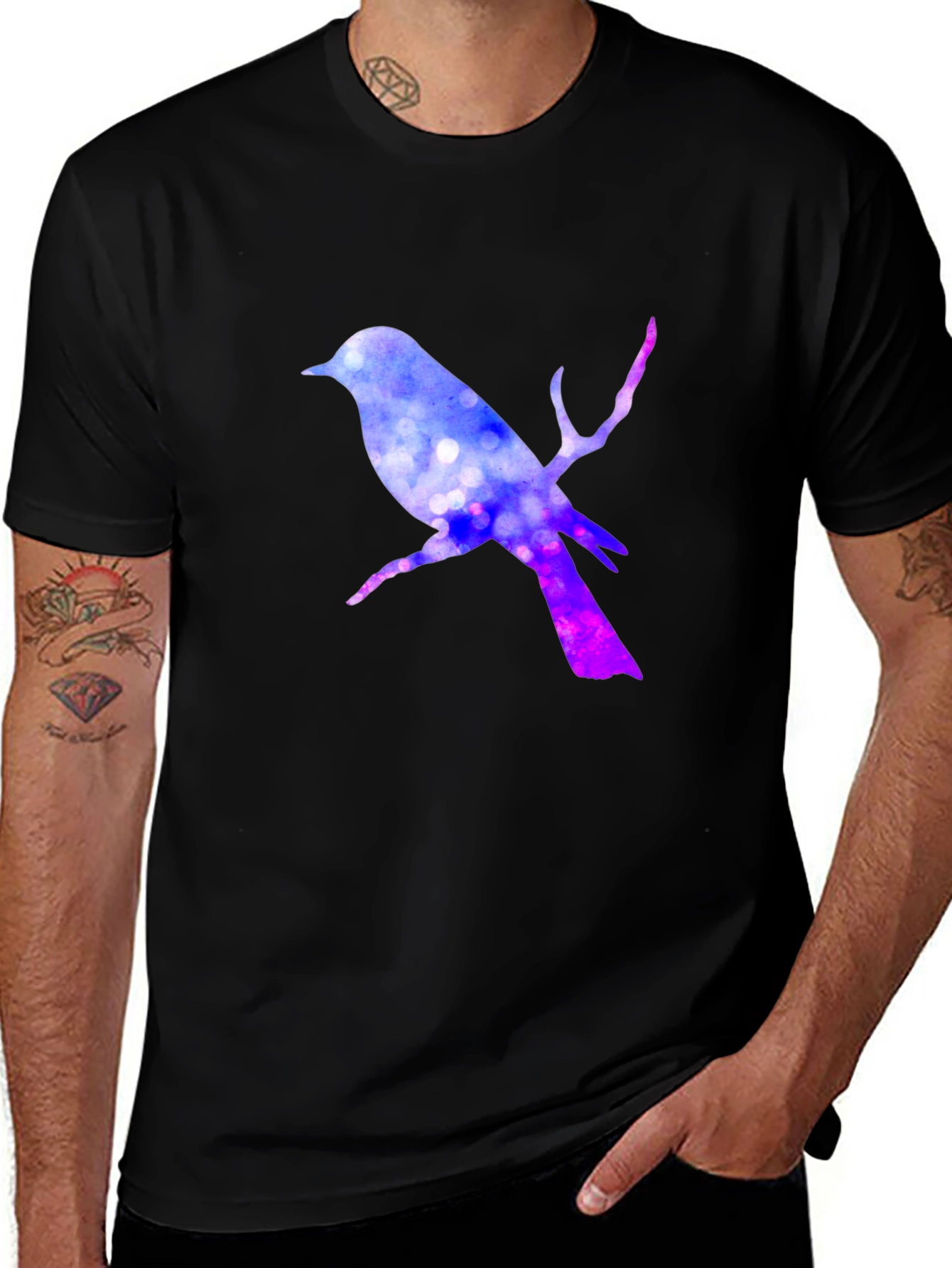 Bird Silhouette T-Shirt - Galaxy Design