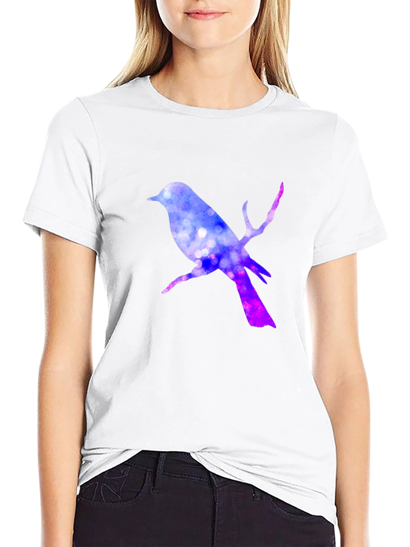 Bird Silhouette T-Shirt - Galaxy Design