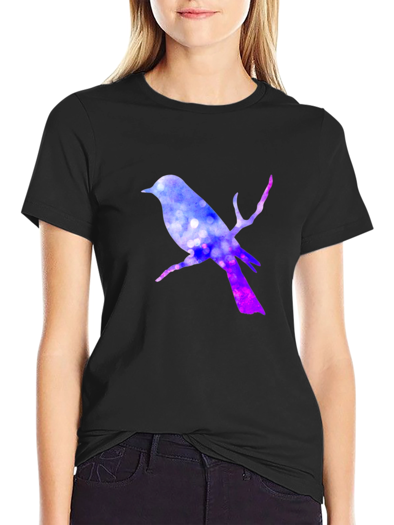 Bird Silhouette T-Shirt - Galaxy Design