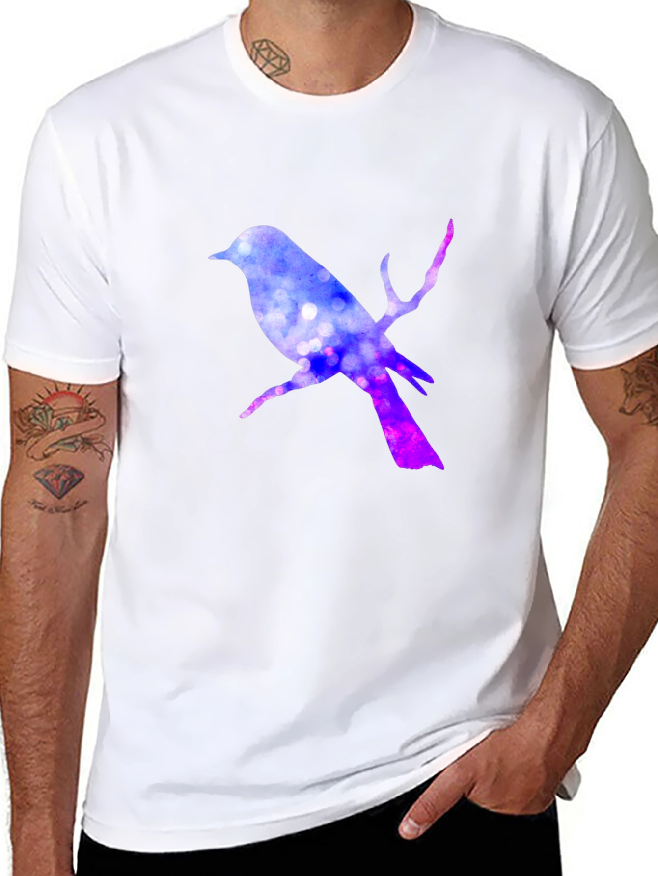 Bird Silhouette T-Shirt - Galaxy Design