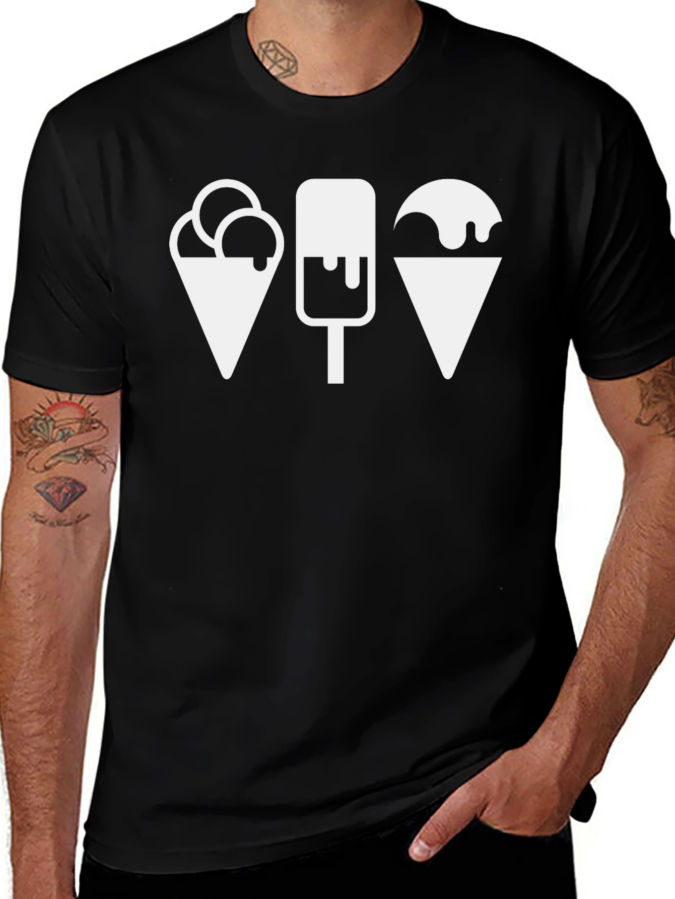 Ice Cream Lover Tee - Black Cotton Blend