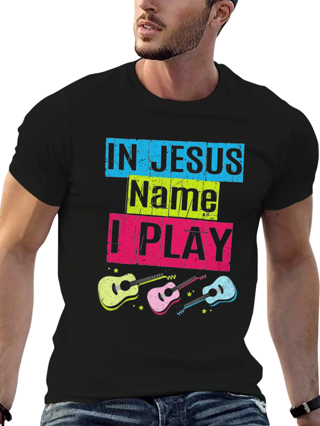 In Jesus Name I Play Guitar T-Shirt