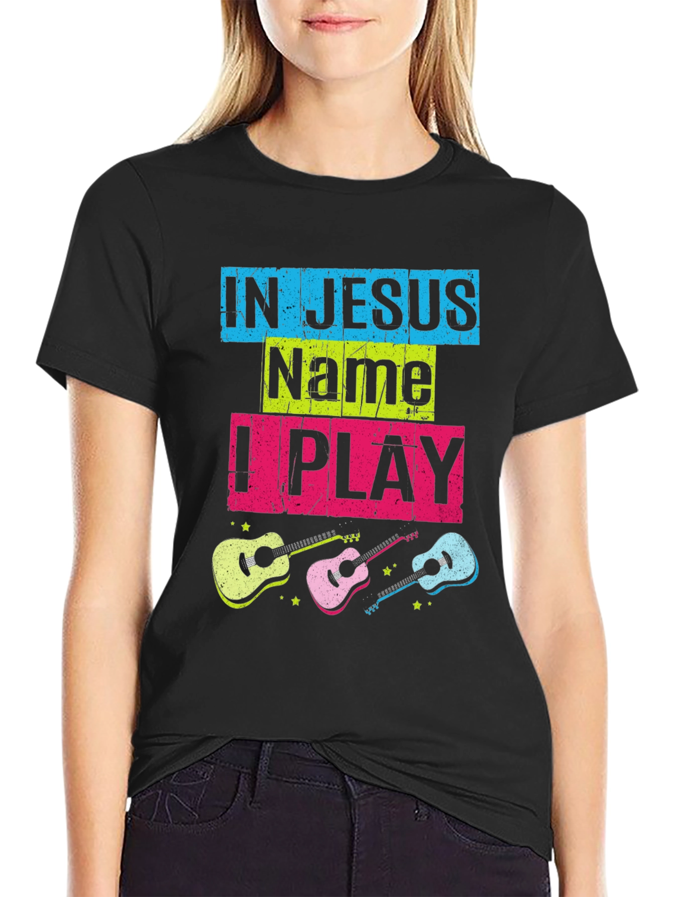 In Jesus Name I Play Guitar T-Shirt